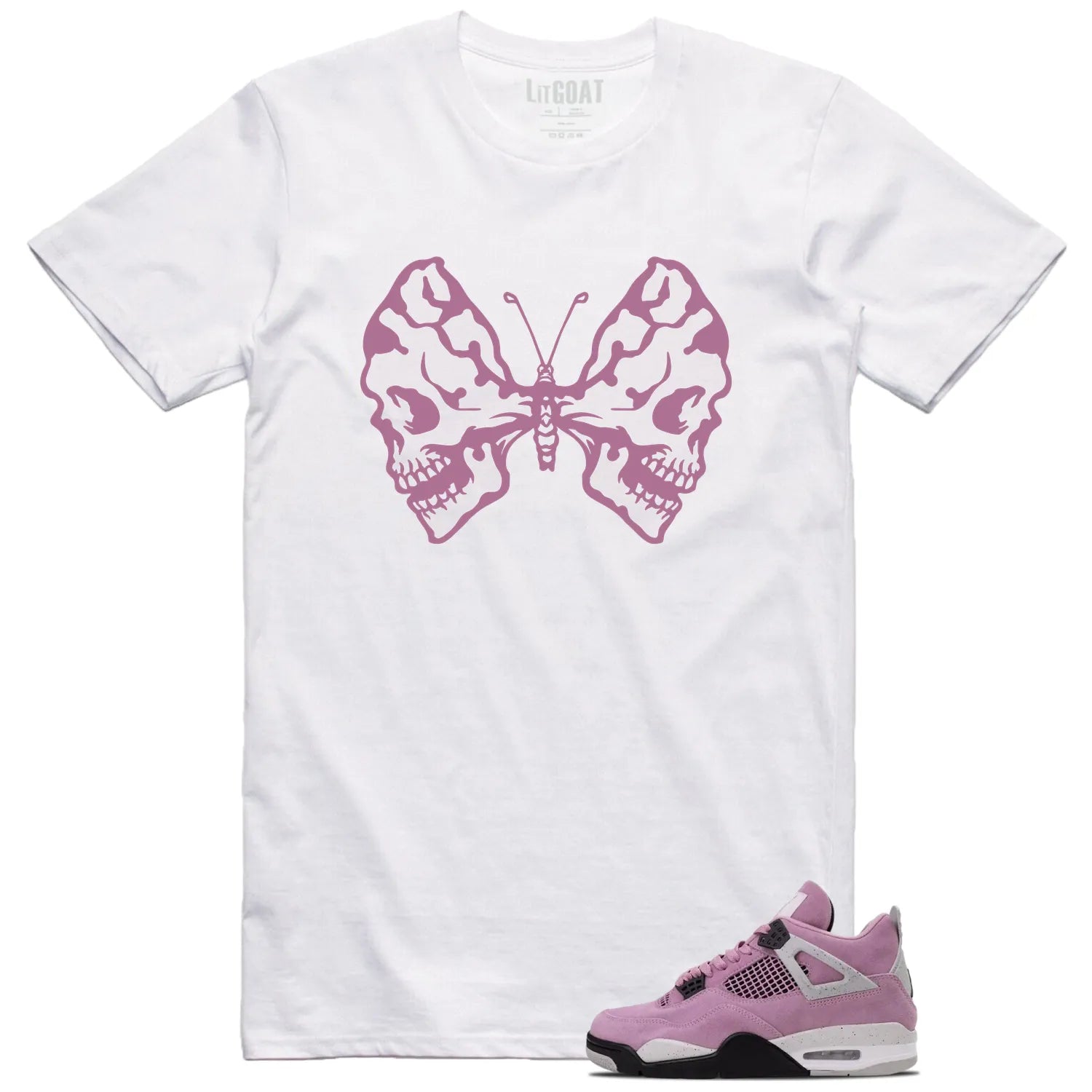 Butterfly Skulls Shirt for WMNS Air Jordan 4 Retro Orchid Fans AQ9129-501 T-Shirt, Sneaker Match Tee