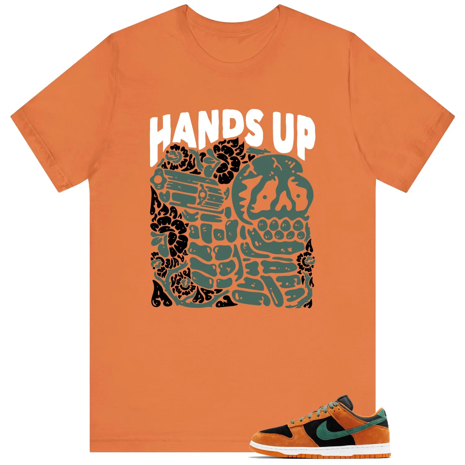 Hands Up  Dunk Low Ceramic Black Nori  Matching Shirt DA1469-001 T-Shirt, Sneaker Match Tee