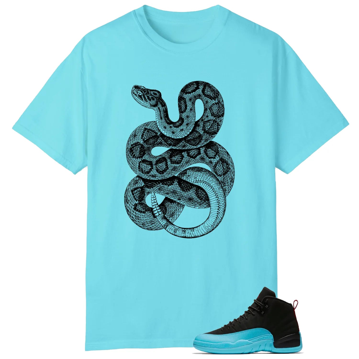 Python Snake Shirt for AIR JORDAN 12 GAMMA BLUE Sneaker 130690-027 T-Shirt, Sneaker Match Tee
