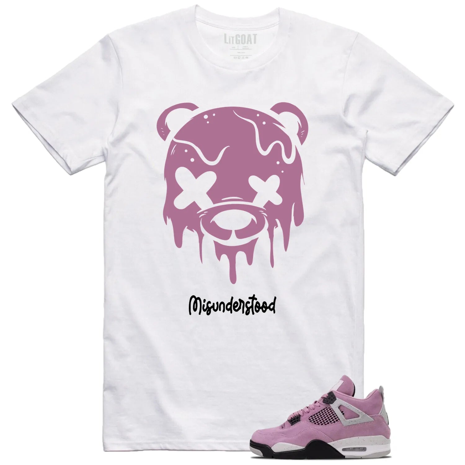 WMNS Air Jordan 4 Retro Orchid Matching Tee  Drippy Bear Graphic AQ9129-501 T-Shirt, Sneaker Match Tee