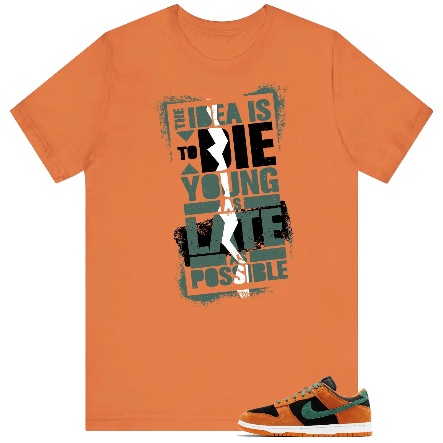 Die Young MatchShirt to Style Dunk Low Ceramic Black Nori  DA1469-001 T-Shirt, Sneaker Match Tee