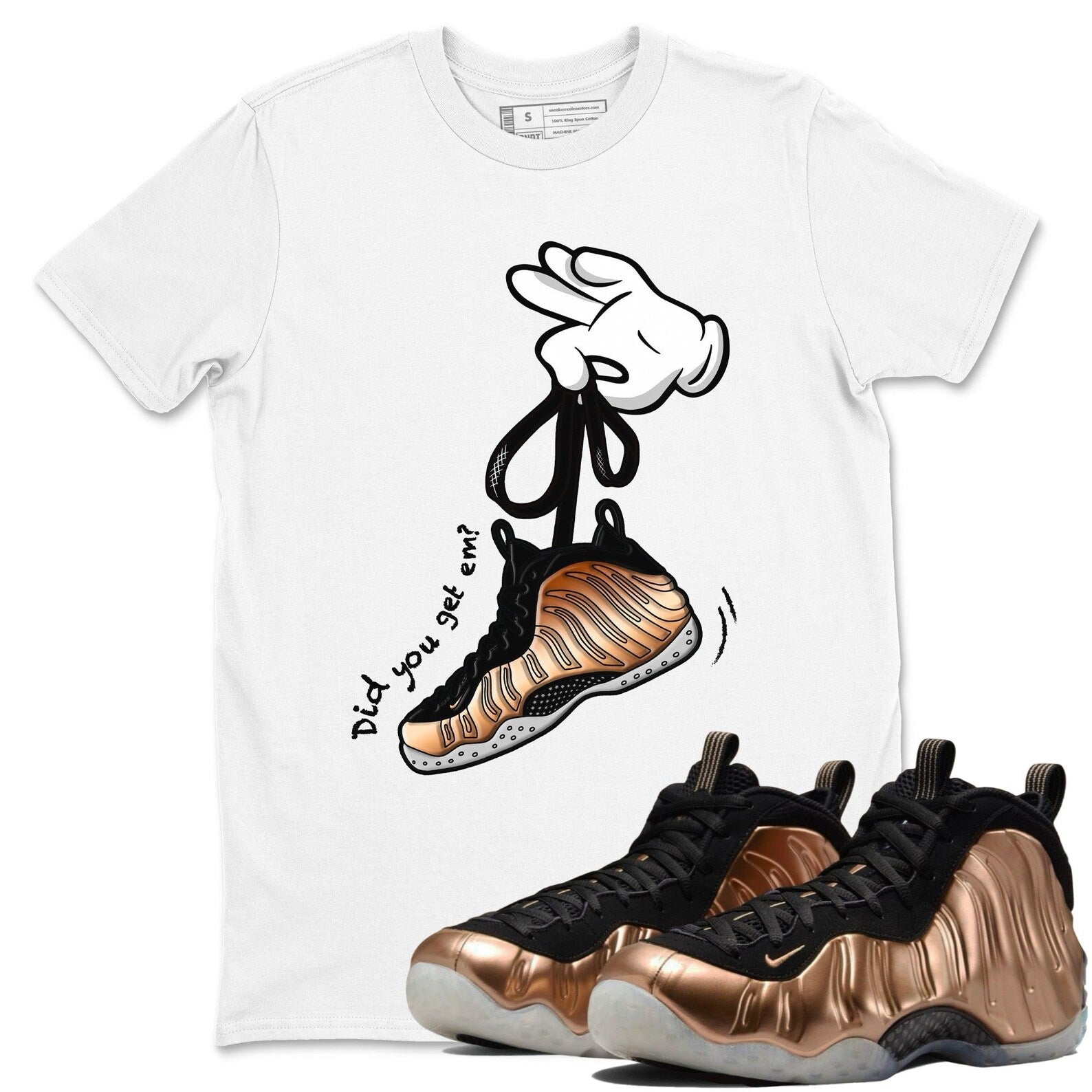 Cartoon Hands - Air Foamposite One Metallic Copper, FZ9902-001 T-Shirt, Sneaker Match Tee