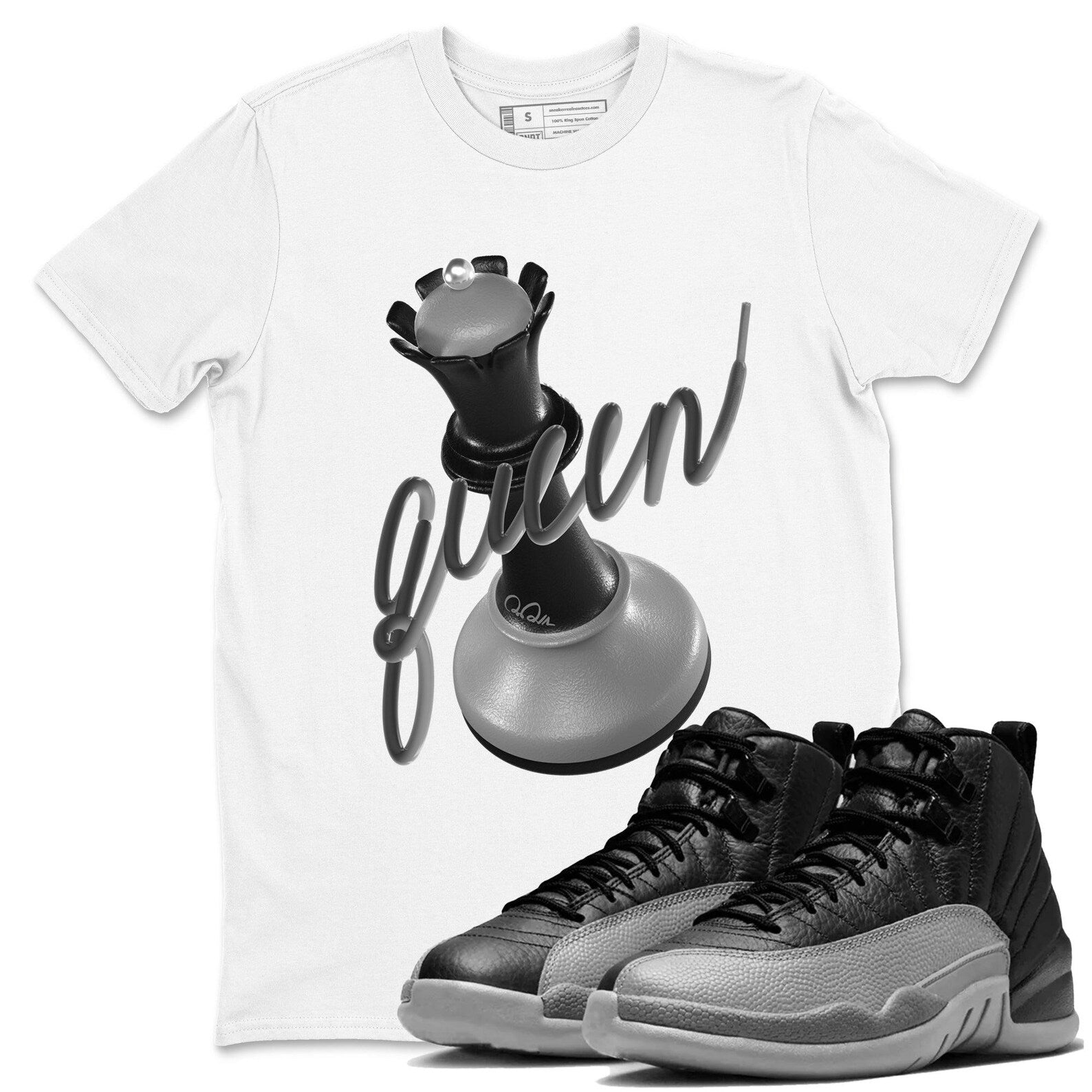 3D Queen Unisex Shirts To Match Jordans 12s Retro Black Wolf Grey, CT8013-010 T-Shirt, Sneaker Match Tee