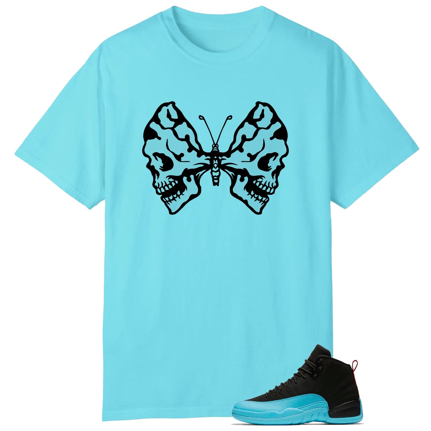 Butterfly Skulls Shirt for AIR JORDAN 12 GAMMA BLUE Fans 130690-027 T-Shirt, Sneaker Match Tee