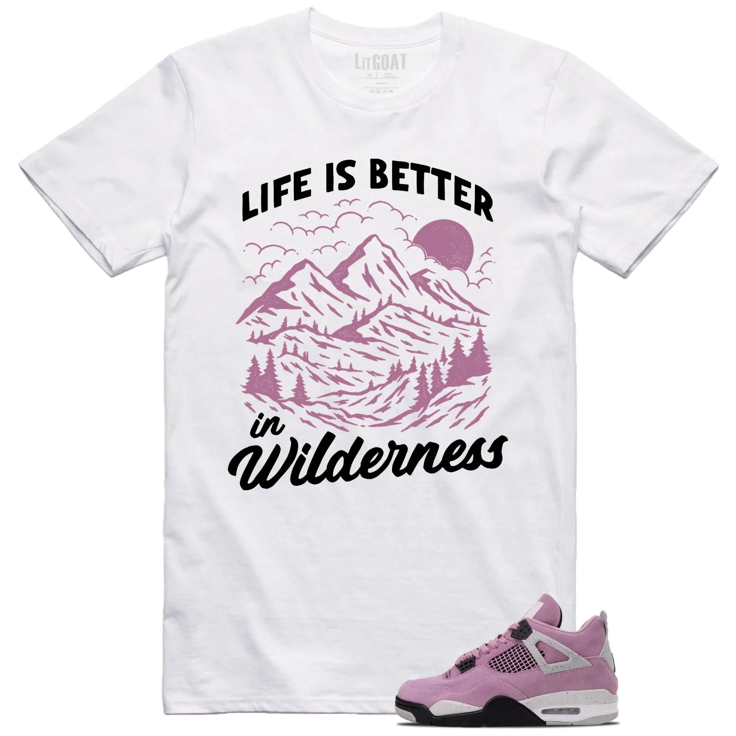 Wilderness Tee  Perfect with WMNS Air Jordan 4 Retro Orchid AQ9129-501 T-Shirt, Sneaker Match Tee