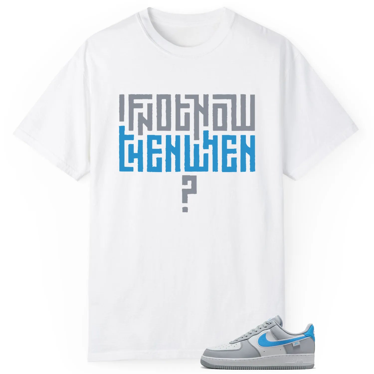 Air Force 1 Low Grey University Blue Style T-shirt Motivational Graphic HM0721-001 T-Shirt, Sneaker Match Tee