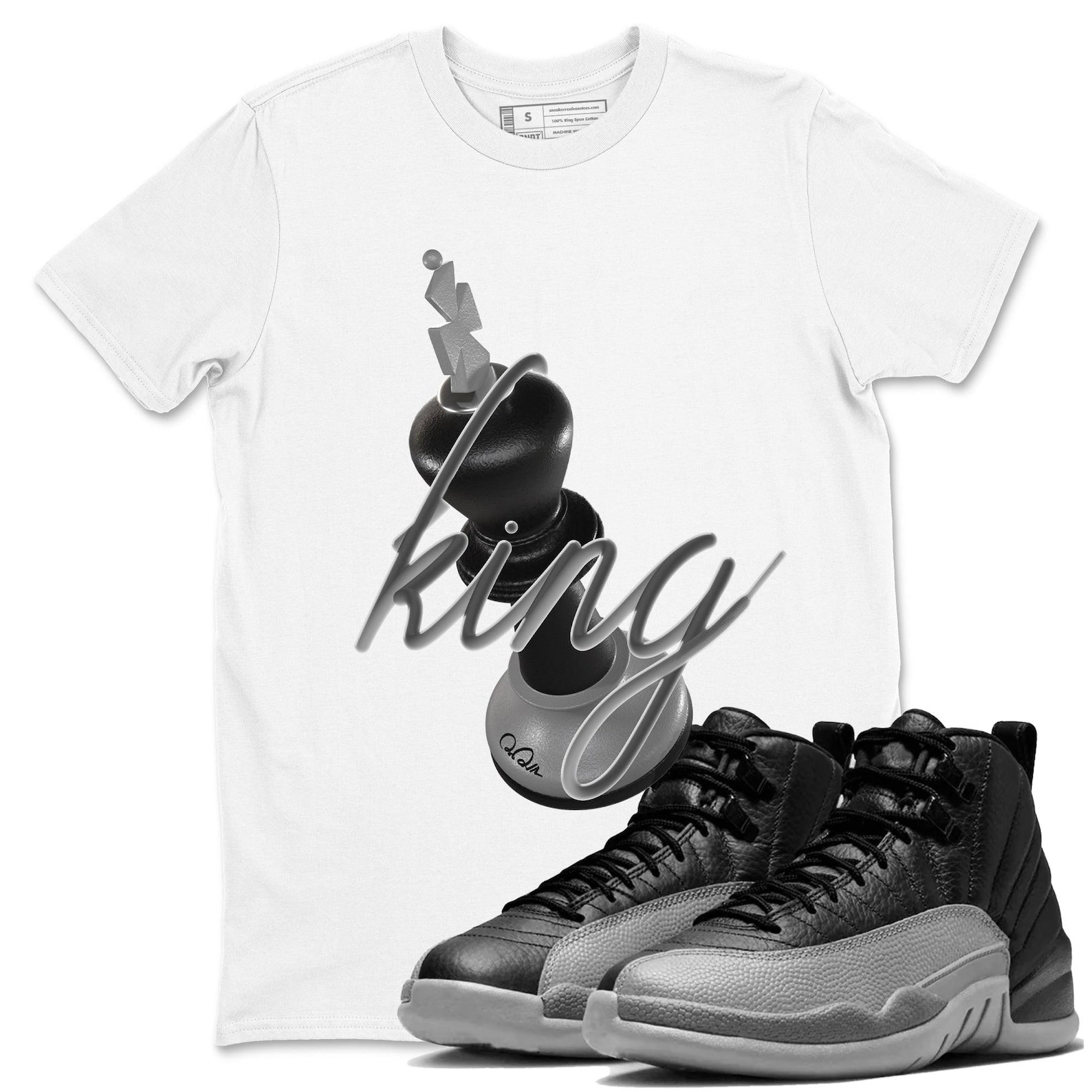 3D King Unisex Shirts To Match Jordans 12s Retro Black Wolf Grey, CT8013-010 T-Shirt, Sneaker Match Tee