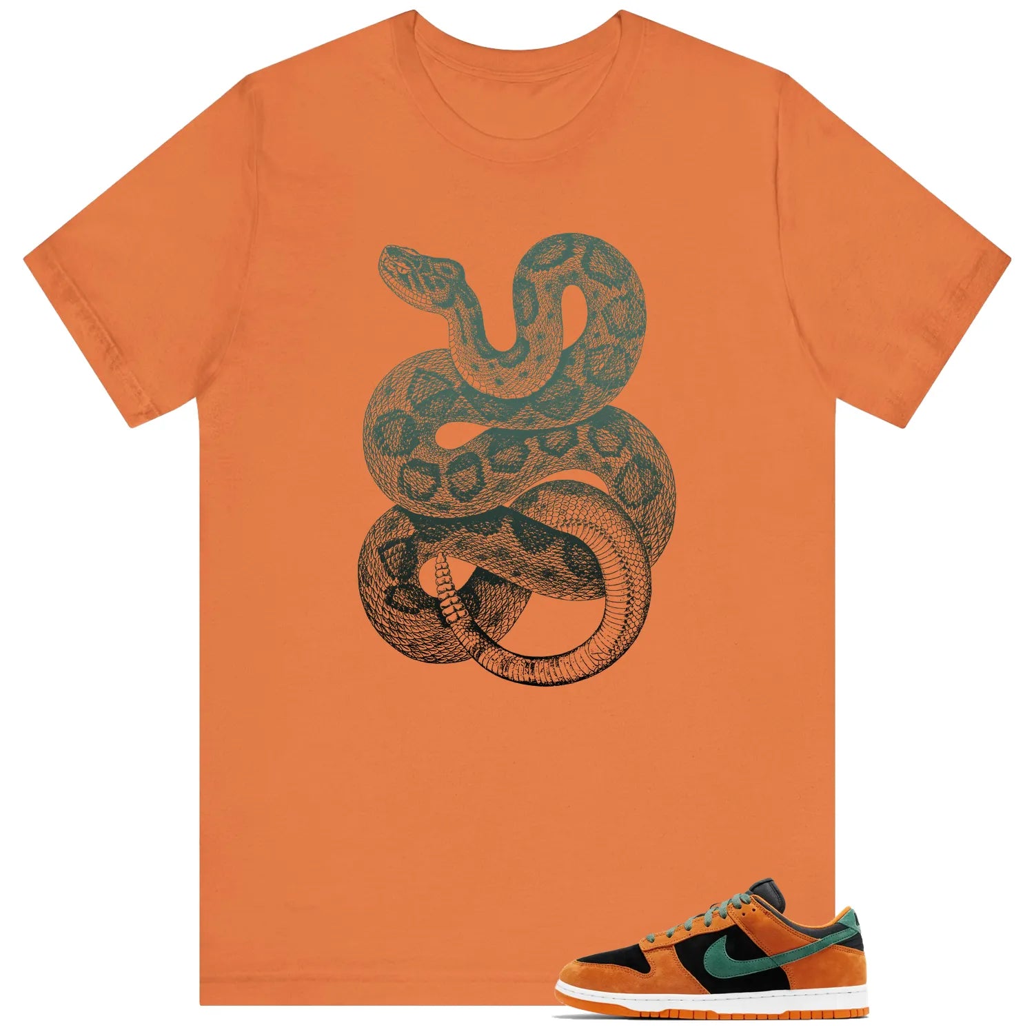Python Snake Shirt for Dunk Low Ceramic Black Nori  Sneaker DA1469-001 T-Shirt, Sneaker Match Tee