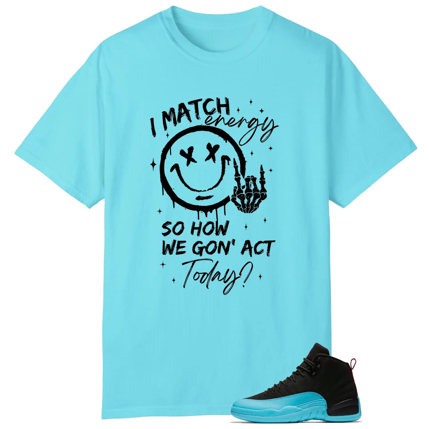 AIR JORDAN 12 GAMMA BLUE Matching Tee Shirt  Match Energy 130690-027 T-Shirt, Sneaker Match Tee