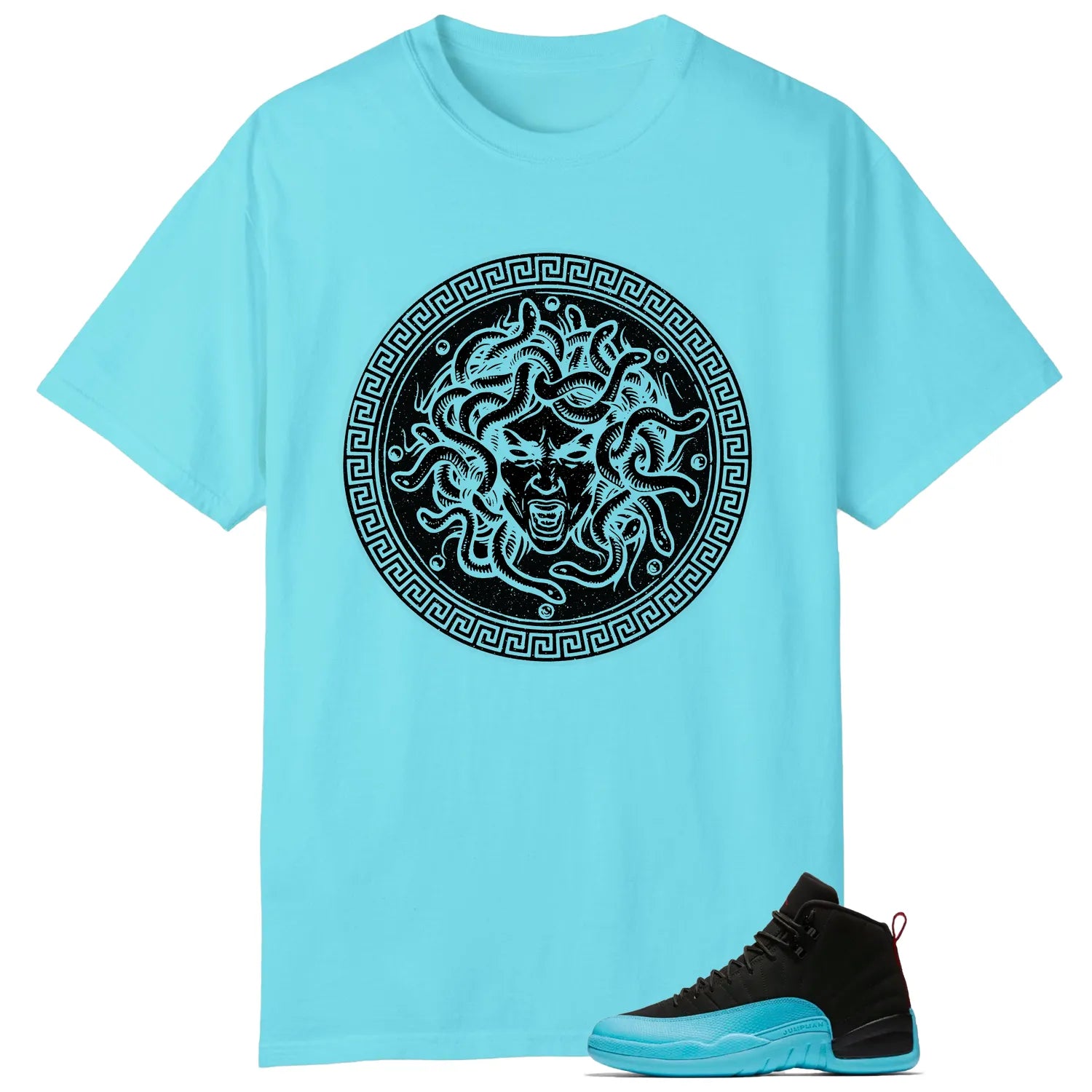 Medusa Tee for AIR JORDAN 12 GAMMA BLUE Kicks 130690-027 T-Shirt, Sneaker Match Tee