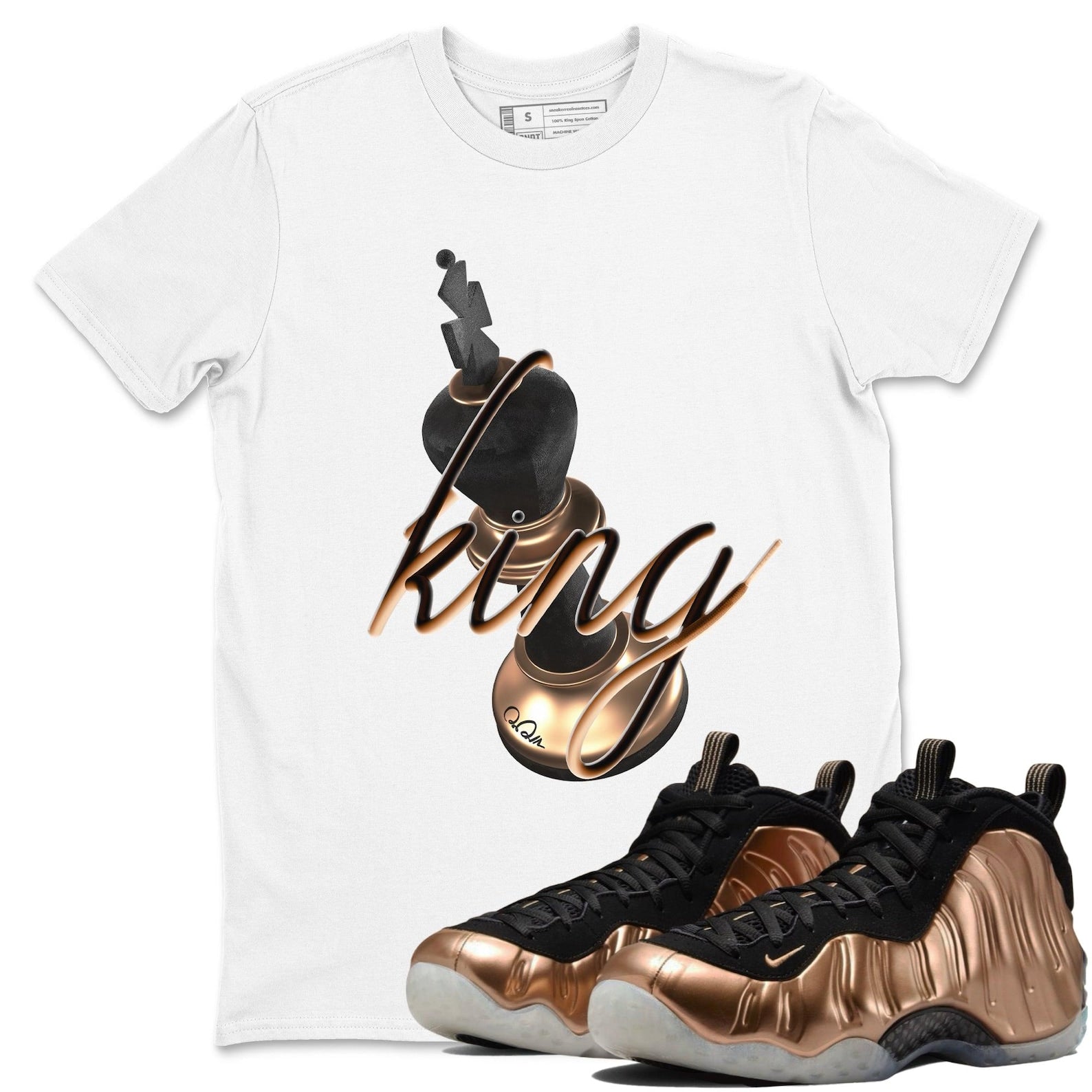 3D King Unisex Cotton T-Shirt To Match Air Foamposite One Metallic Copper, FZ9902-001 T-Shirt, Sneaker Match Tee