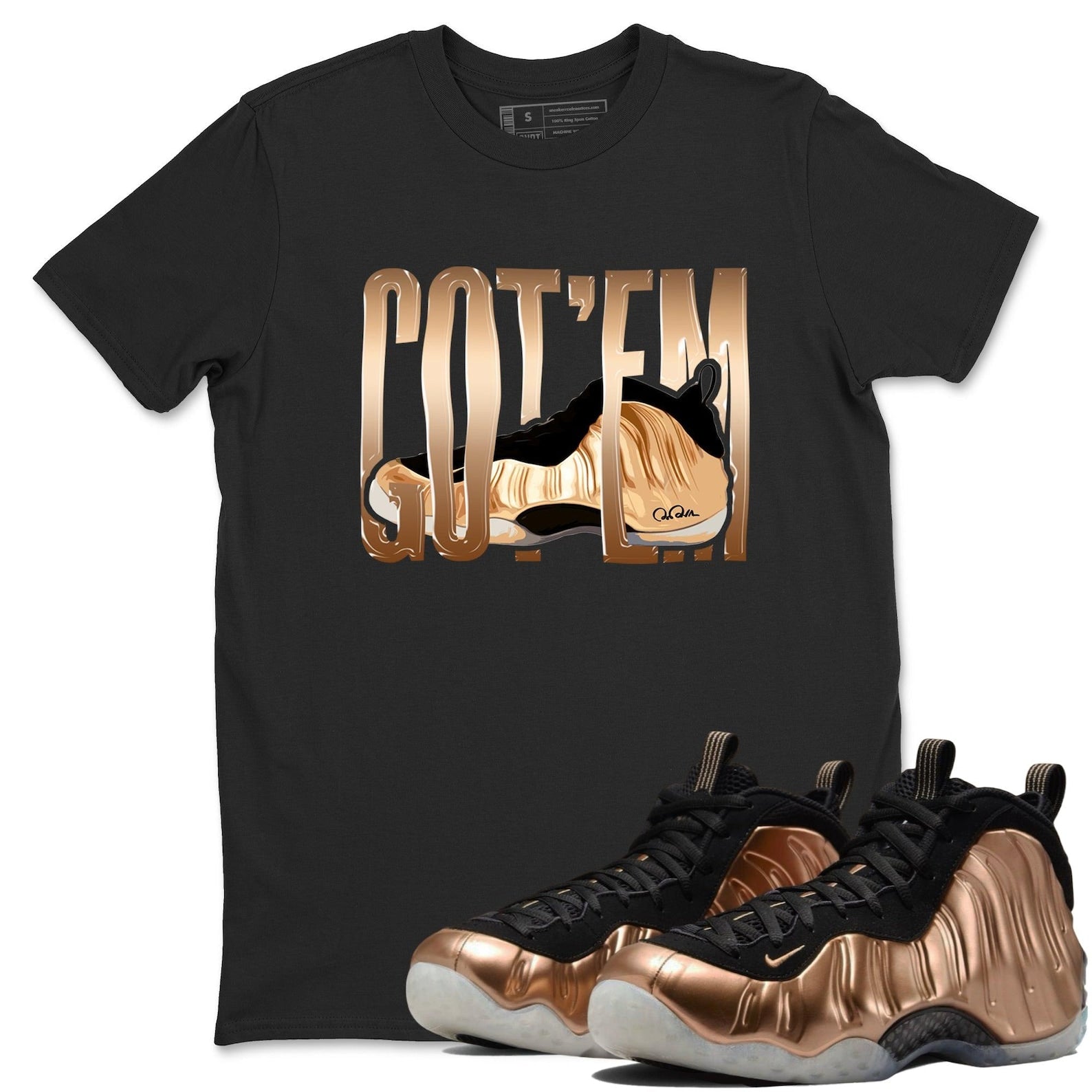 Wiggling Gotem Unisex Cotton T-Shirt To Match Air Foamposite One Metallic Copper,FZ9902-001 T-Shirt, Sneaker Match Tee