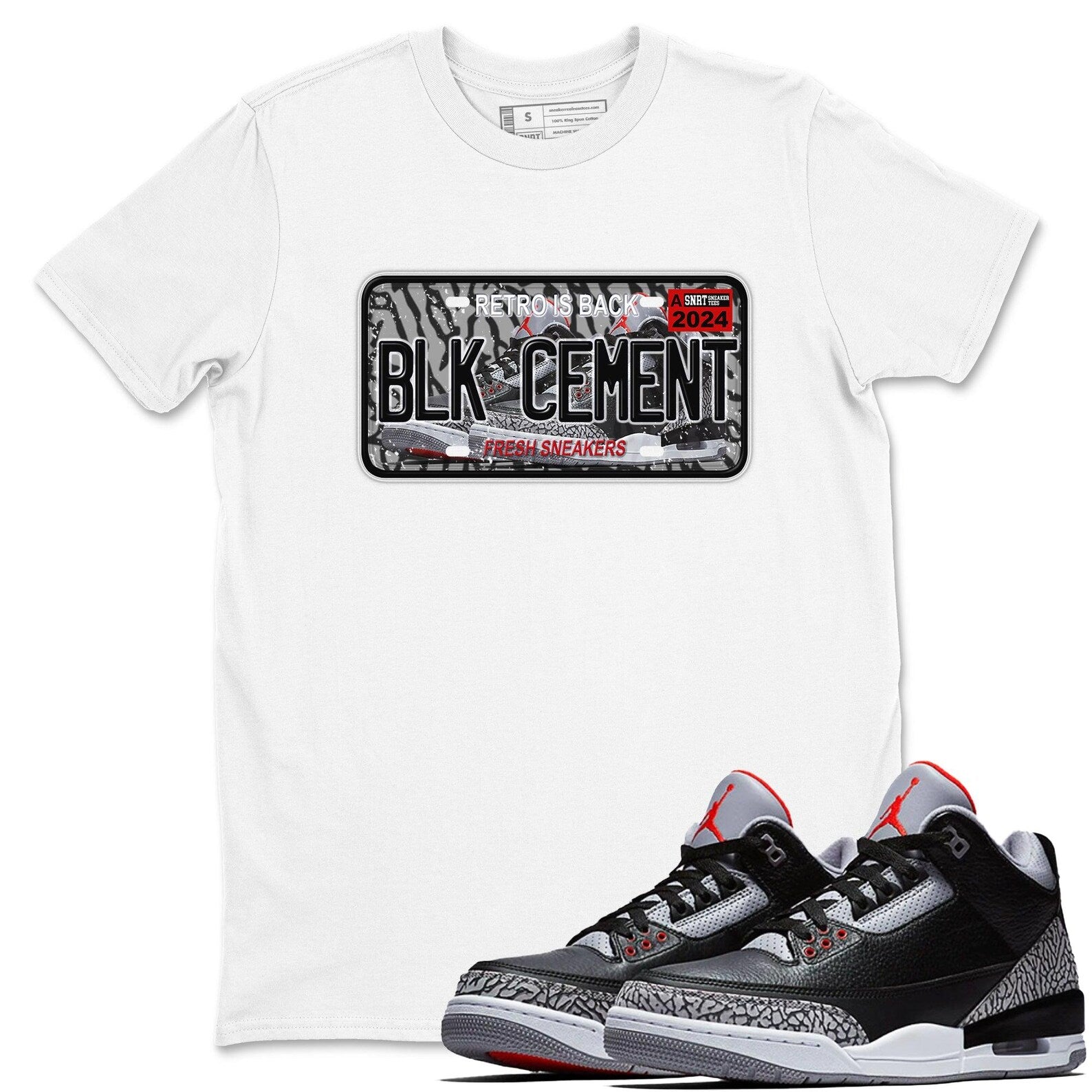 Sneaker Plate Unisex Sneaker Shirts To Match Jordans 3s Black Cement, DN3707-010 T-Shirt, Sneaker Match Tee
