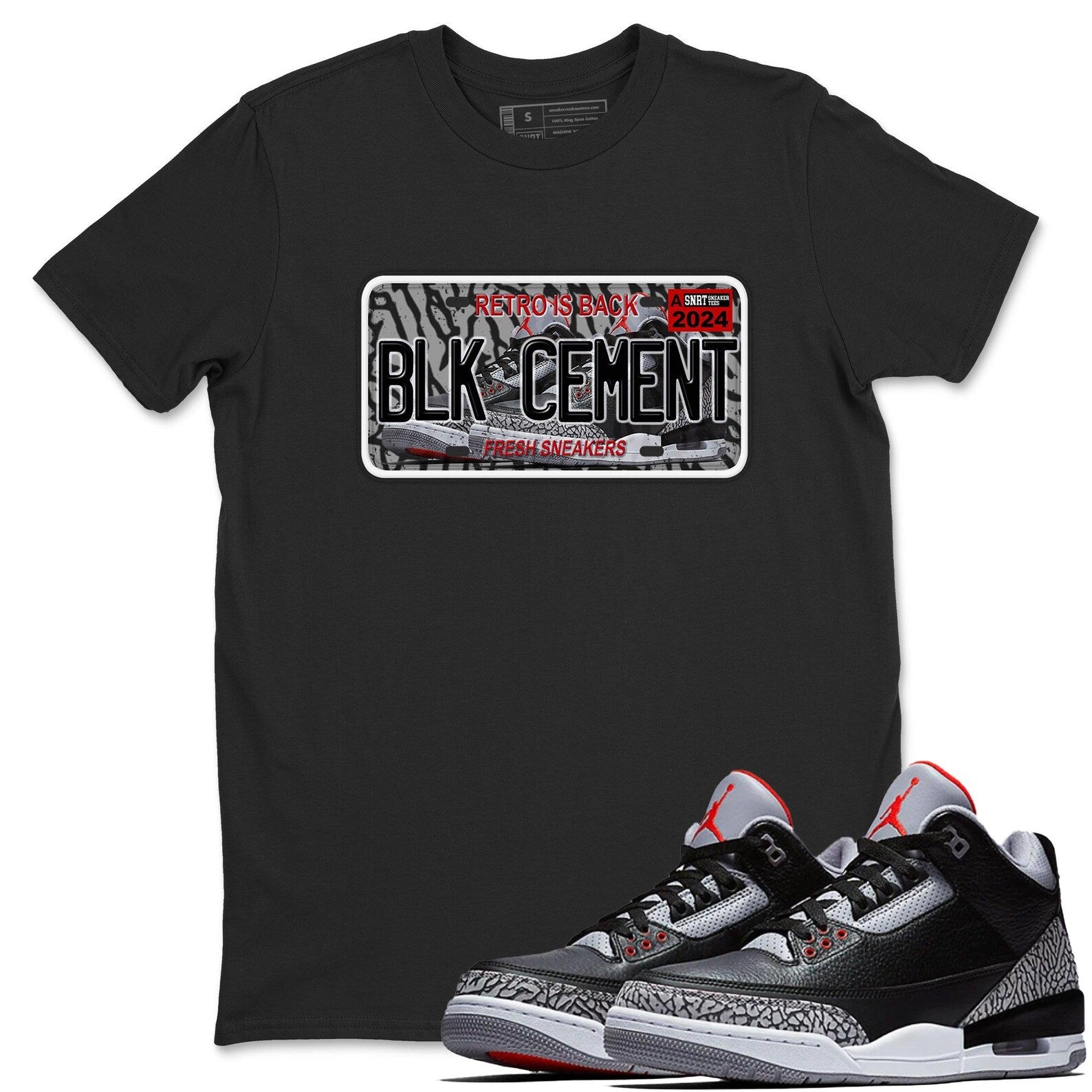 Sneaker Plate Unisex Sneaker Shirts To Match Jordans 3s Black Cement, DN3707-010 T-Shirt, Sneaker Match Tee