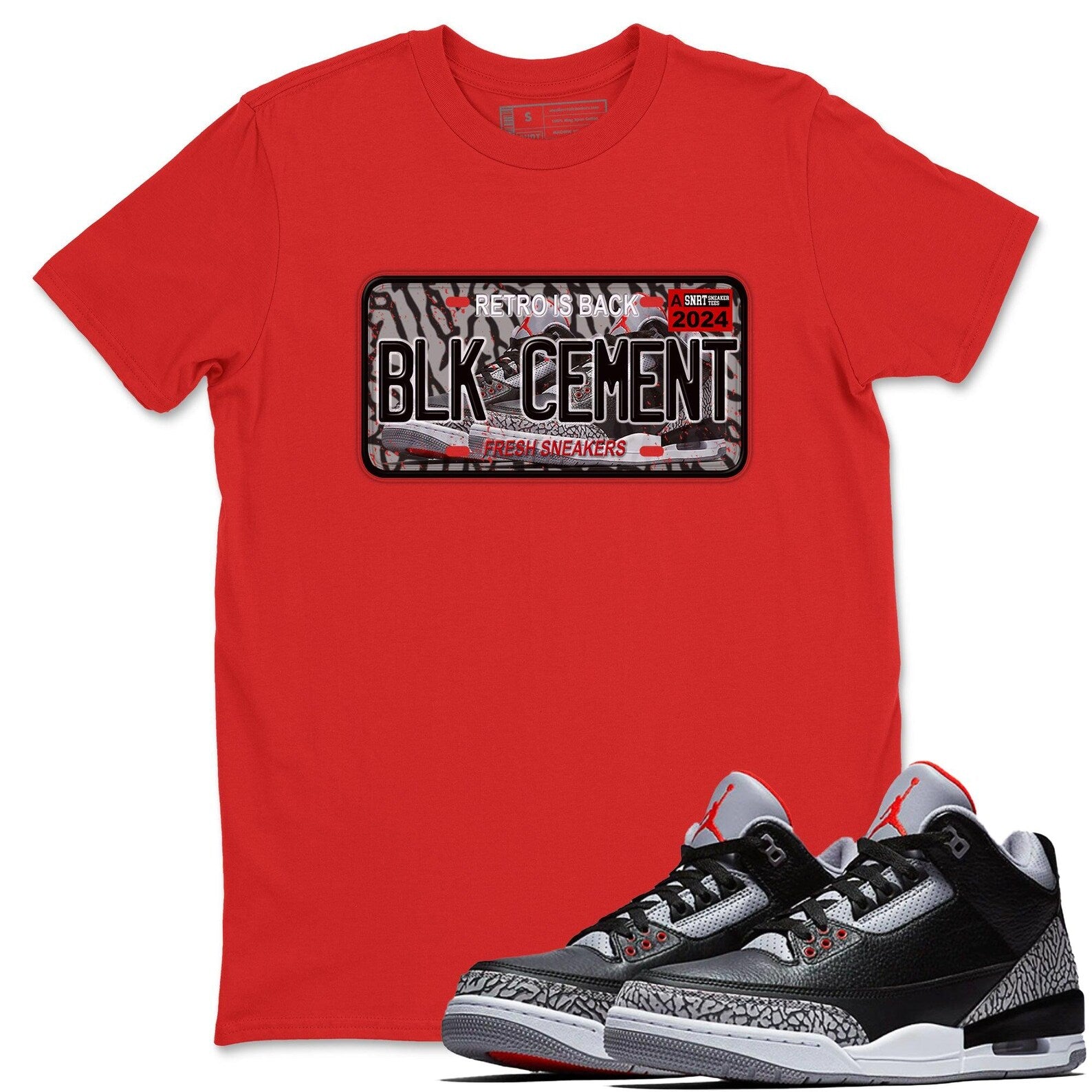 Sneaker Plate Unisex Sneaker Shirts To Match Jordans 3s Black Cement, DN3707-010 T-Shirt, Sneaker Match Tee