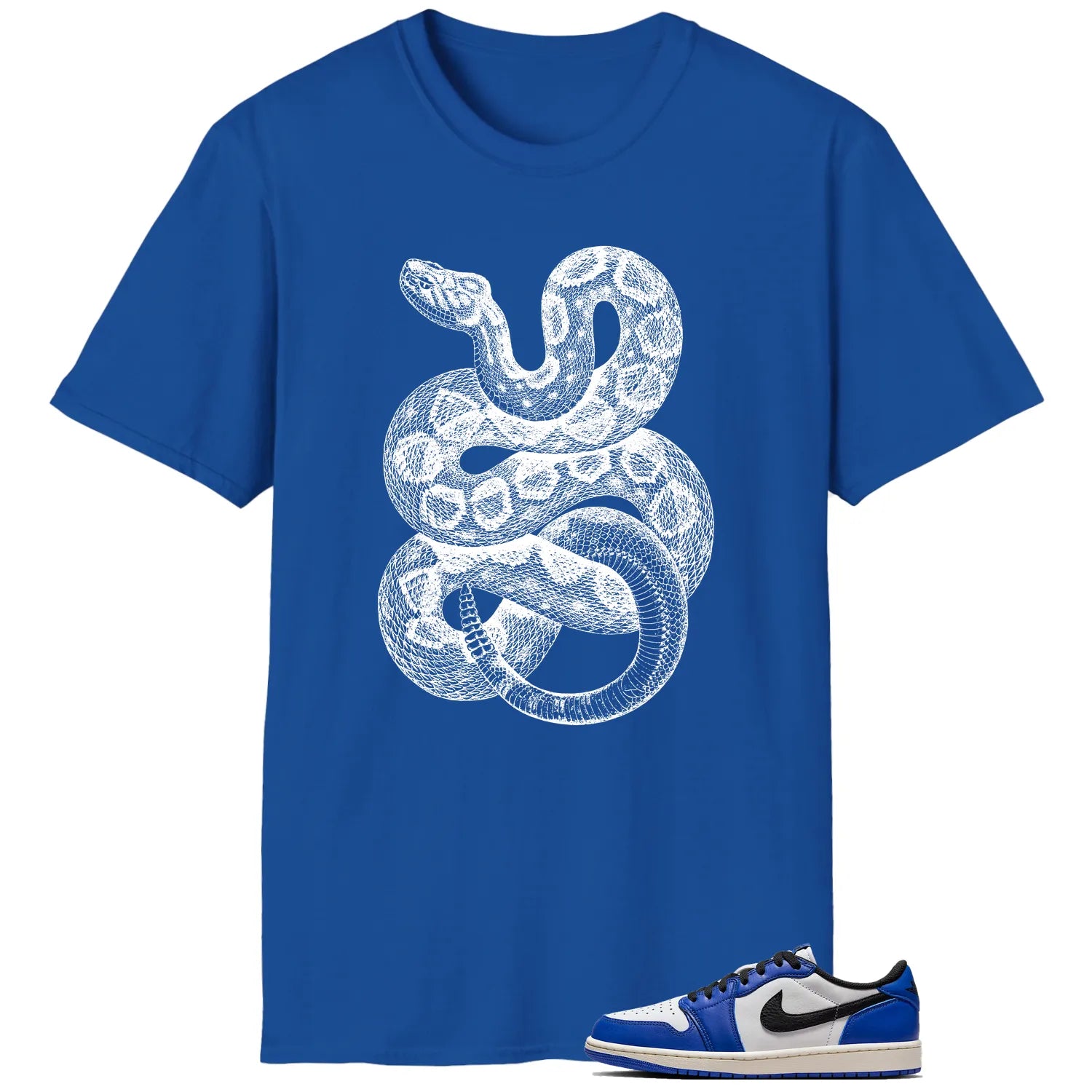 Python Snake Shirt for Air Jordan 1 Low Game Royal Sneaker CZ0790-140 T-Shirt, Sneaker Match Tee
