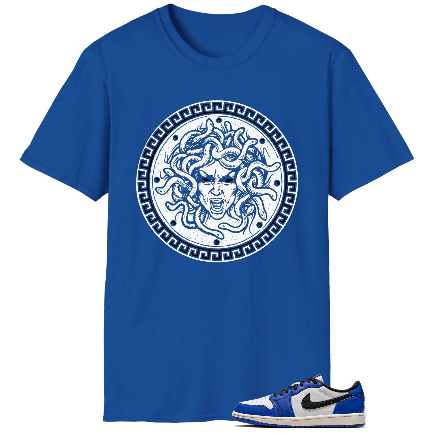 Medusa Tee for Air Jordan 1 Low Game Royal Kicks CZ0790-140 T-Shirt, Sneaker Match Tee