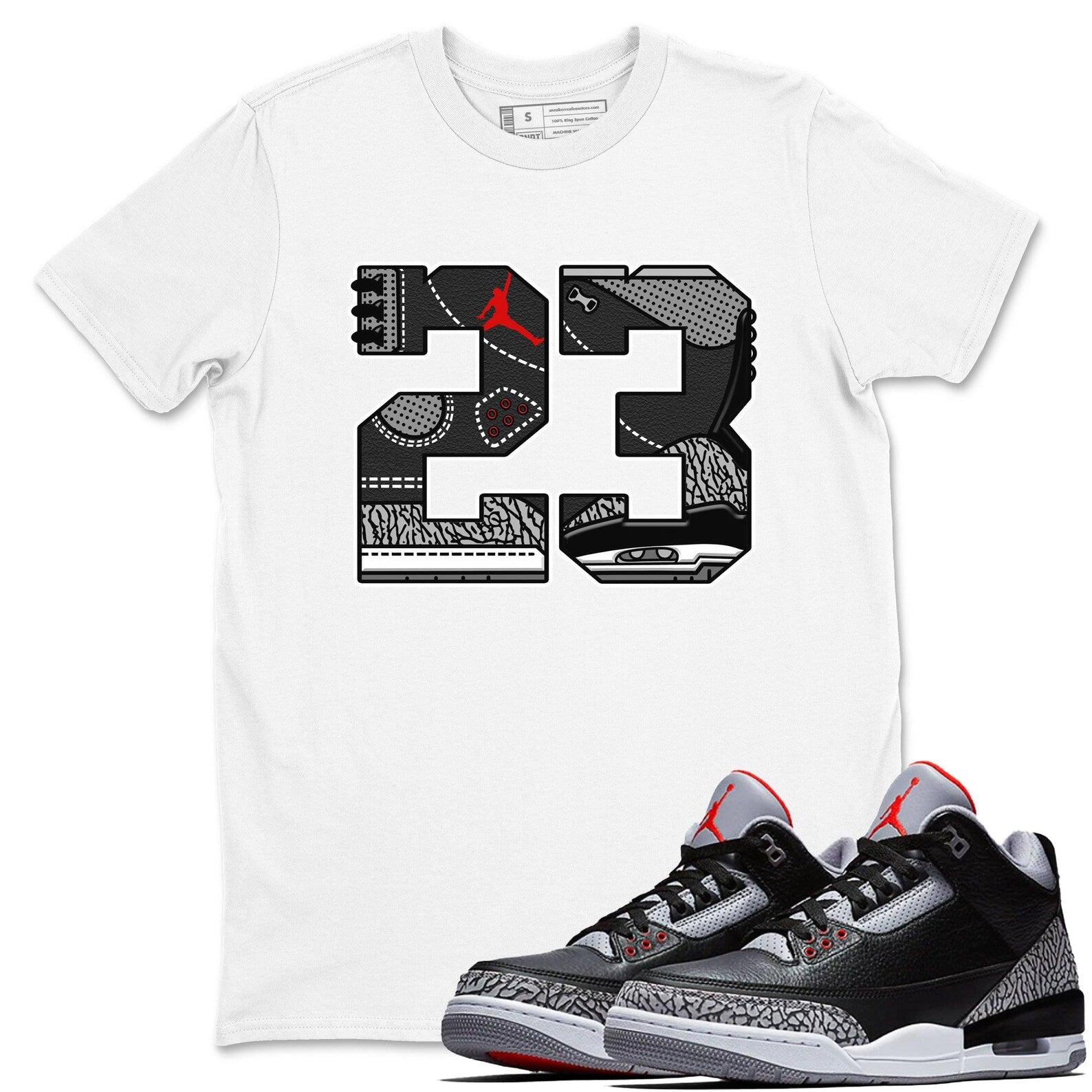 23 Unisex Graphic T-Shirts To Match Sneakers 3s Retro Black Cement, DN3707-010 T-Shirt, Sneaker Match Tee