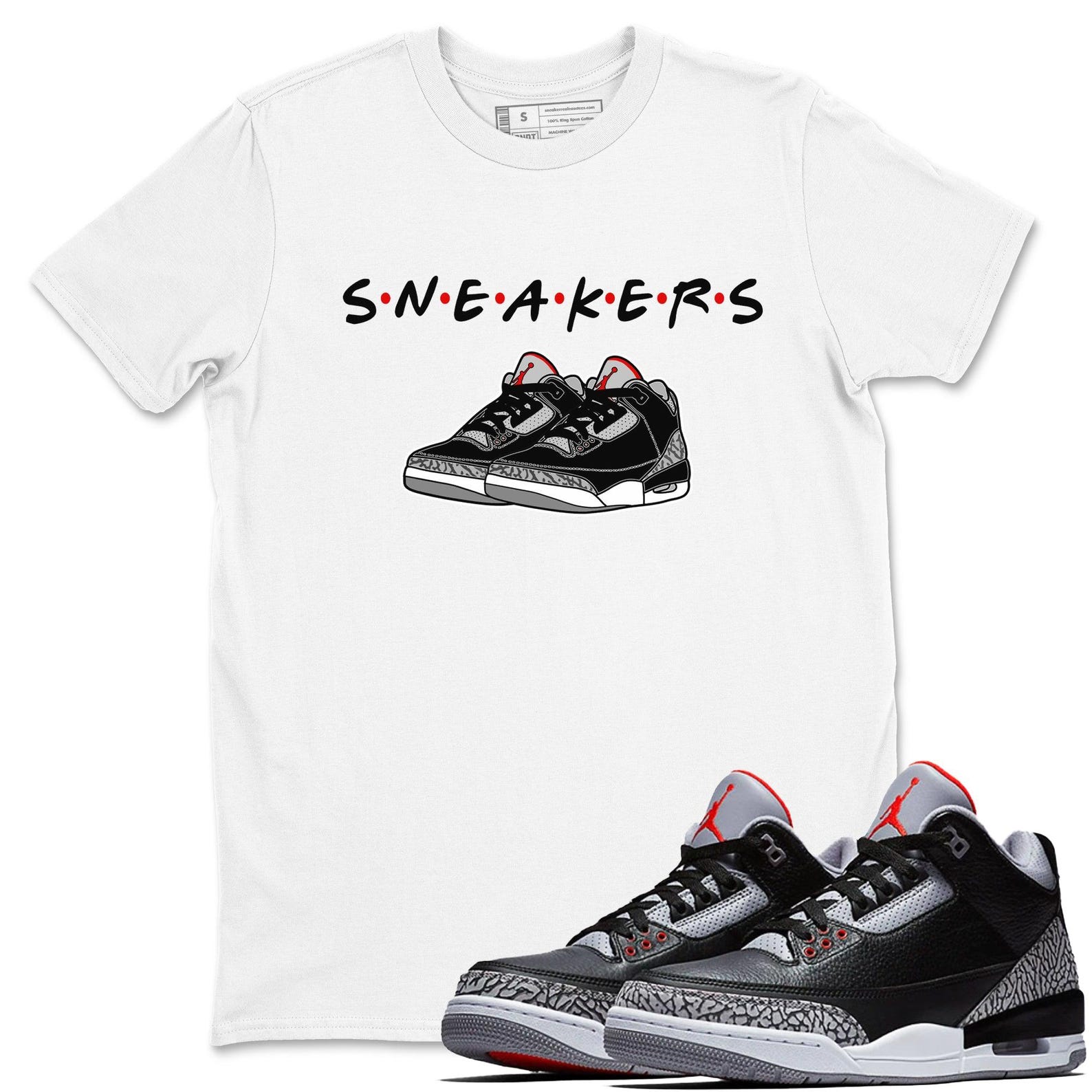 Sneakers Casual Unisex Cotton Sneaker T-Shirt To Match Jordan 3s Black Cement, DN3707-010 T-Shirt, Sneaker Match Tee