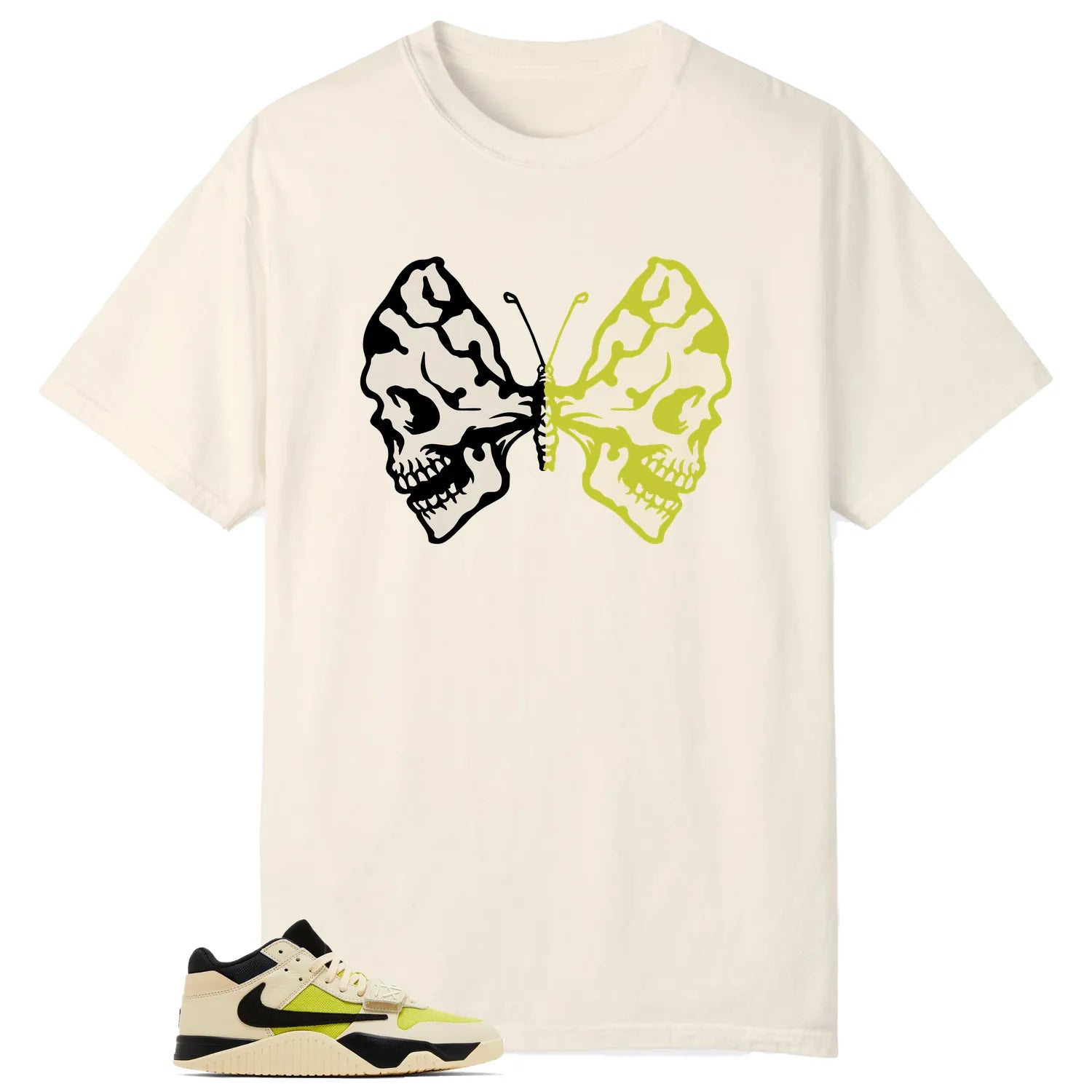 Butterfly Skulls Shirt for Jordan Jumpman x Travis Scott Bright Cactus Fans FZ8117-102 T-Shirt, Sneaker Match Tee