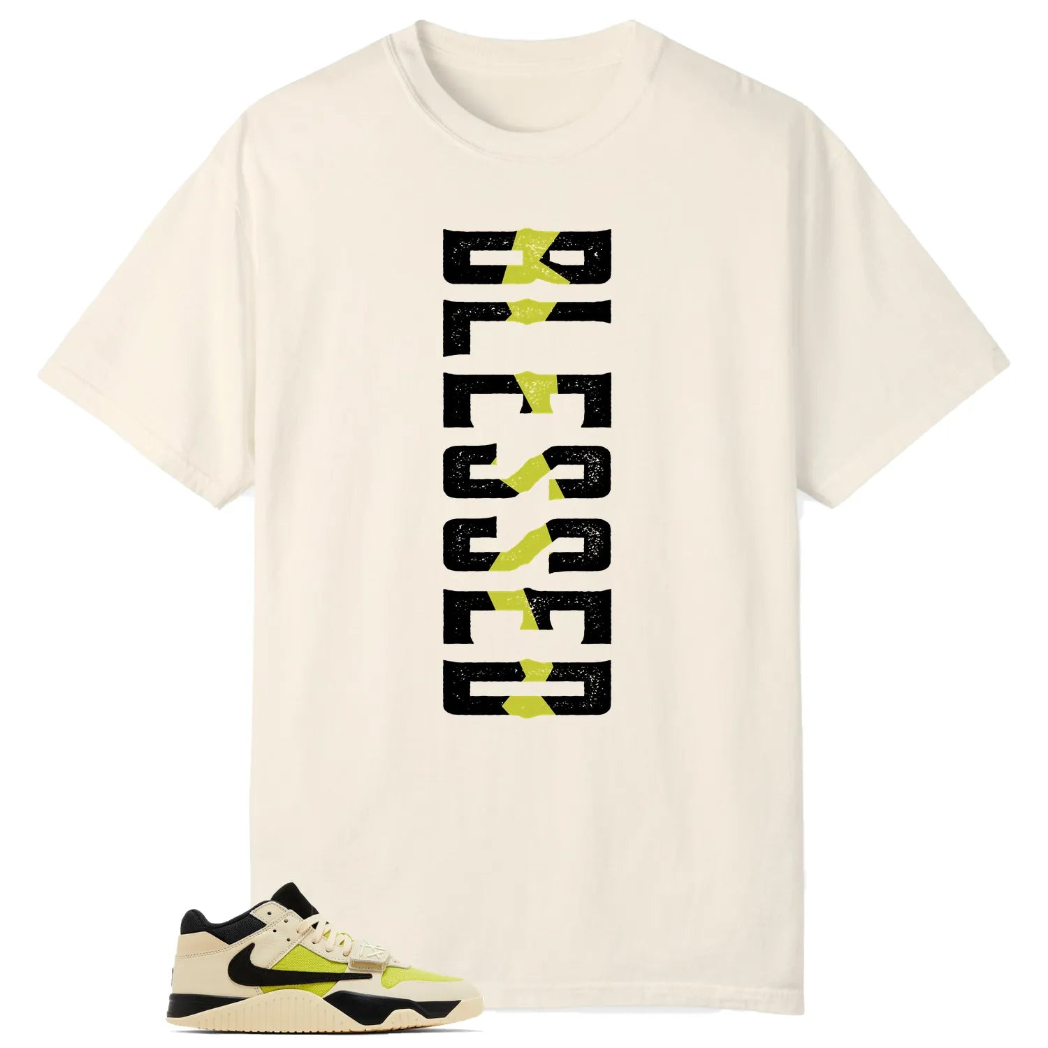 Blessed Tee , Jordan Jumpman x Travis Scott Bright Cactus Match FZ8117-102 T-Shirt, Sneaker Match Tee