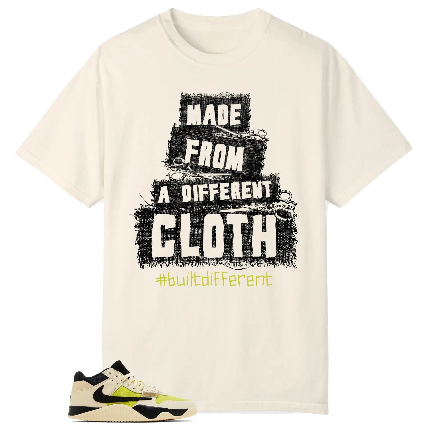 Built Different Tee for Jordan Jumpman x Travis Scott Bright Cactus FZ8117-102 T-Shirt, Sneaker Match Tee