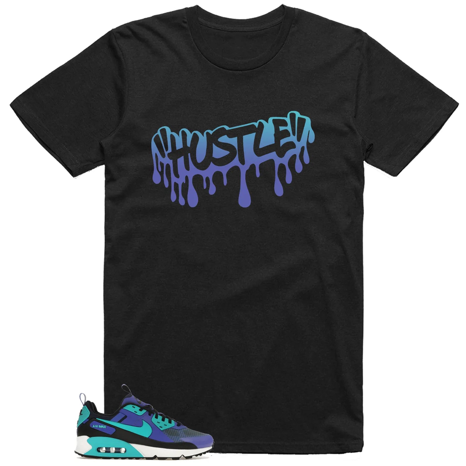 Hustle Drip Tee Matching Air Max 90 Drift Persian Violet FB2877-500 T-Shirt, Sneaker Match Tee