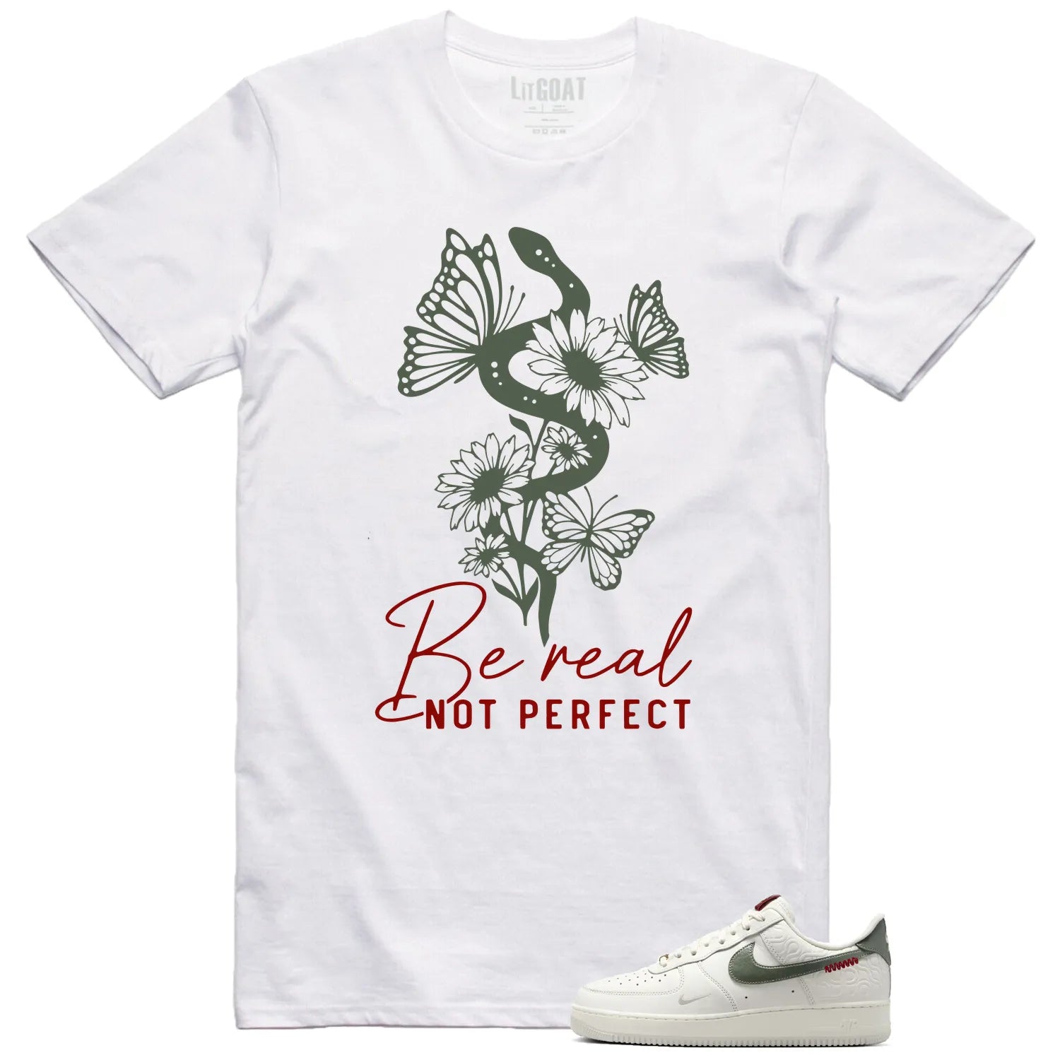 Be Real Tee to Match Air Force 1 Low Year Of The Snake HV5979-130 T-Shirt, Sneaker Match Tee