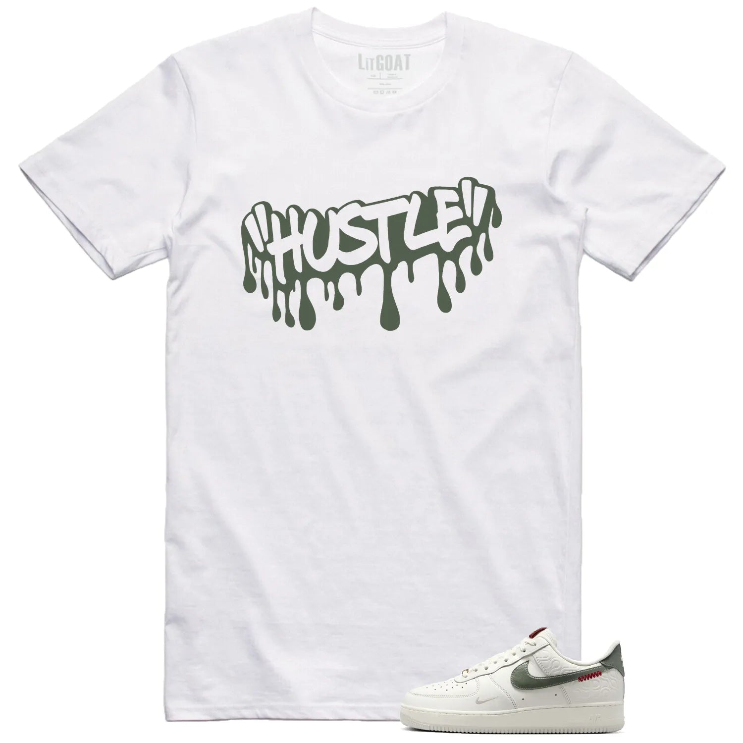 Hustle Drip Tee Matching Air Force 1 Low Year Of The Snake HV5979-130 T-Shirt, Sneaker Match Tee