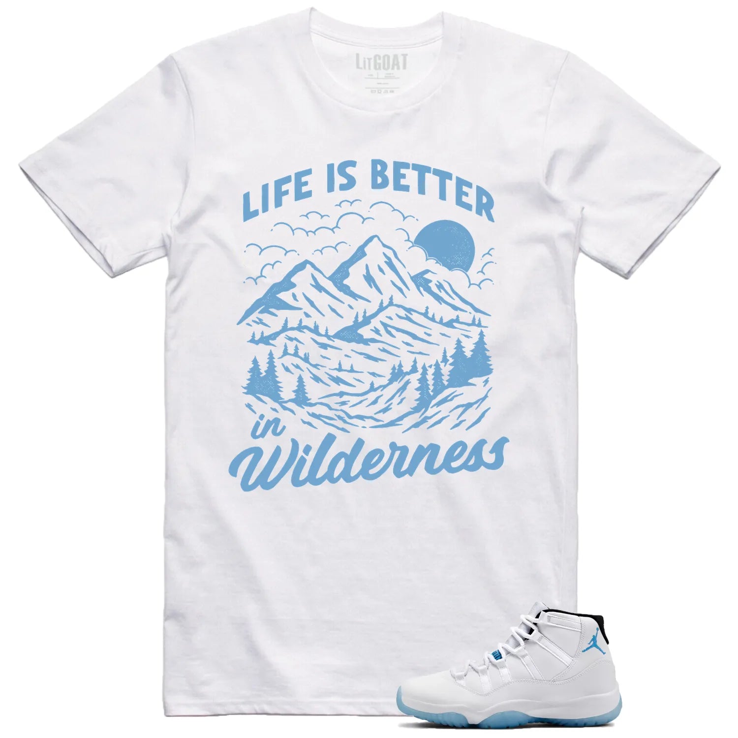 Wilderness Tee , Perfect with Jordan 11 Legend Blue CT8012-104 T-Shirt, Sneaker Match Tee