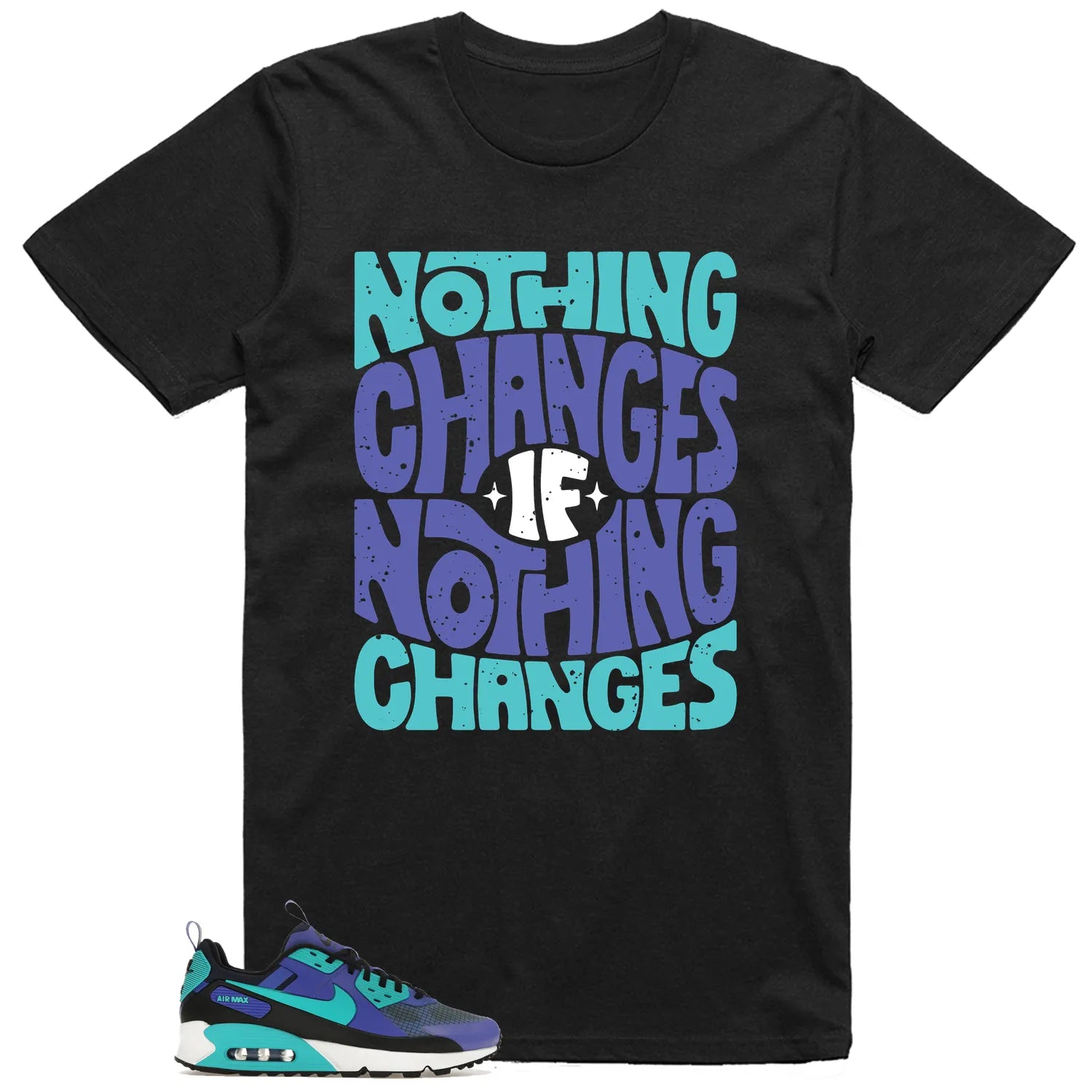 Air Max 90 Drift Persian Violet Style: Nothing Changes Tee FB2877-500 T-Shirt, Sneaker Match Tee