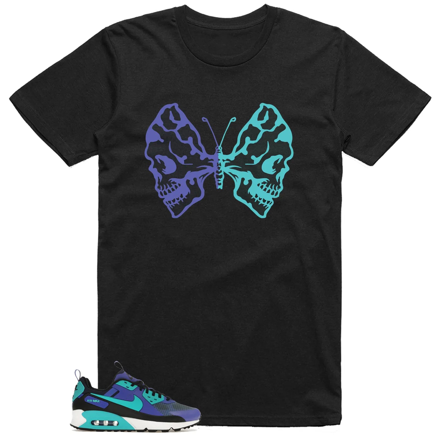 Butterfly Skulls Shirt for Air Max 90 Drift Persian Violet Fans FB2877-500 T-Shirt, Sneaker Match Tee