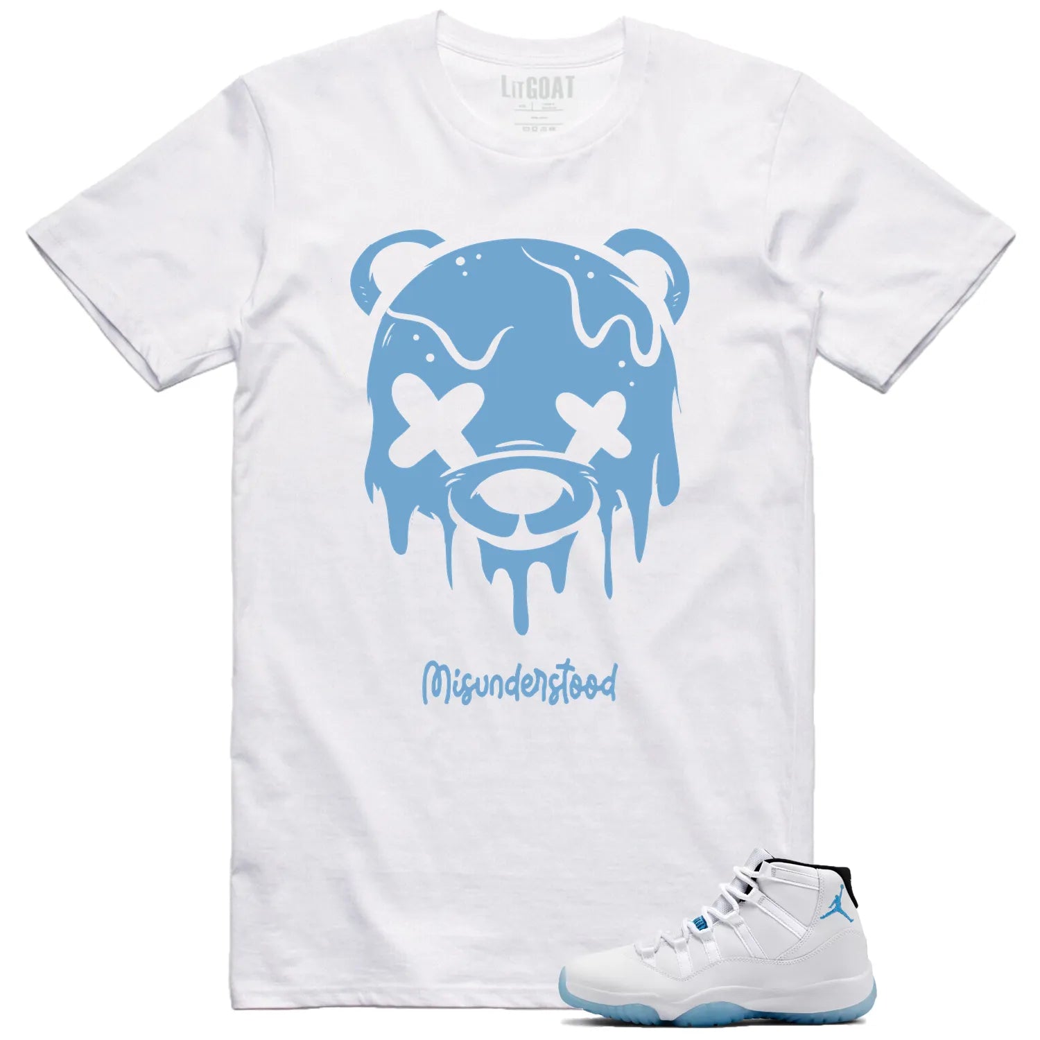Jordan 11 Legend Blue Matching Tee , Drippy Bear Graphic CT8012-104 T-Shirt, Sneaker Match Tee