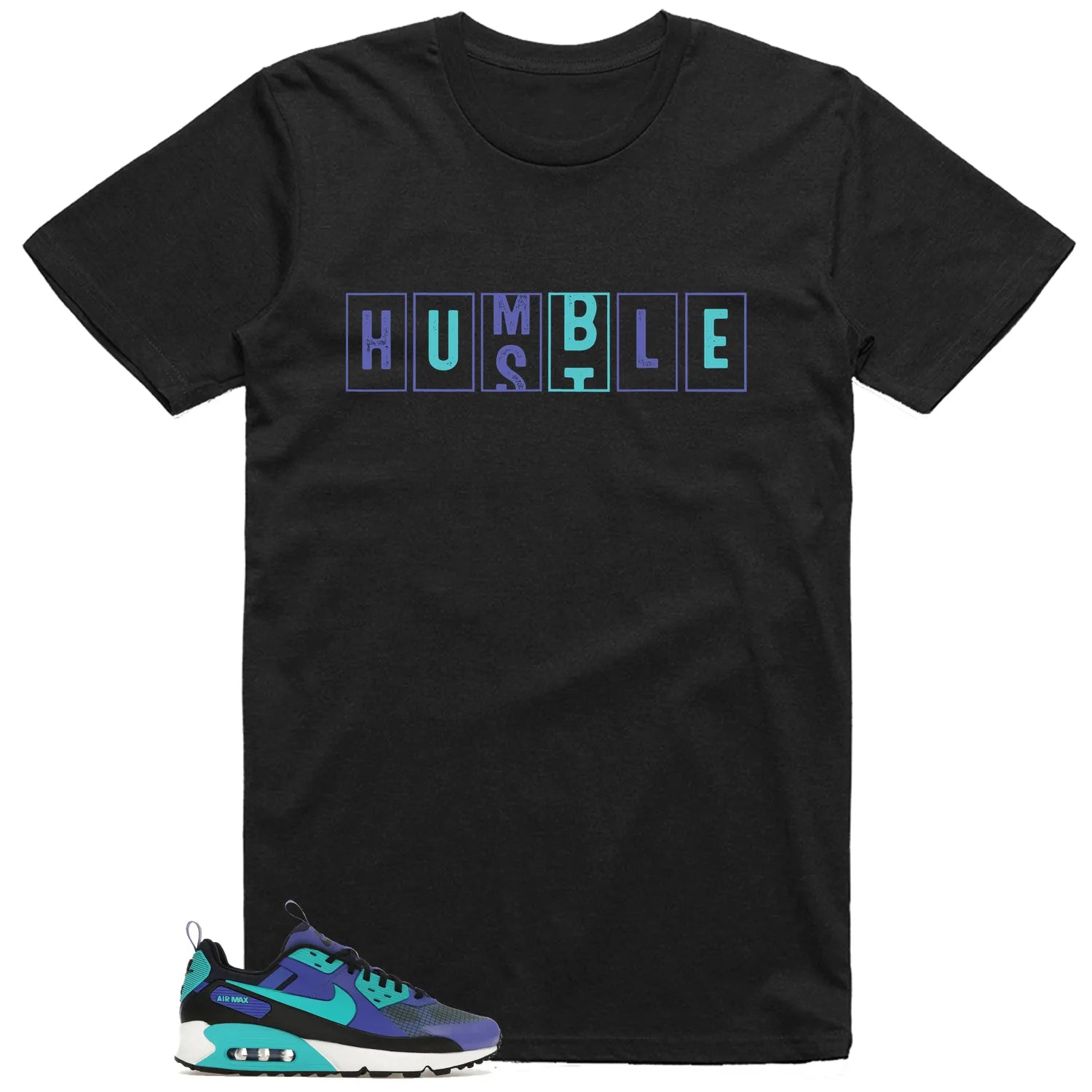 Air Max 90 Drift Persian Violet , Hustle Humble T-Shirt FB2877-500 T-Shirt, Sneaker Match Tee