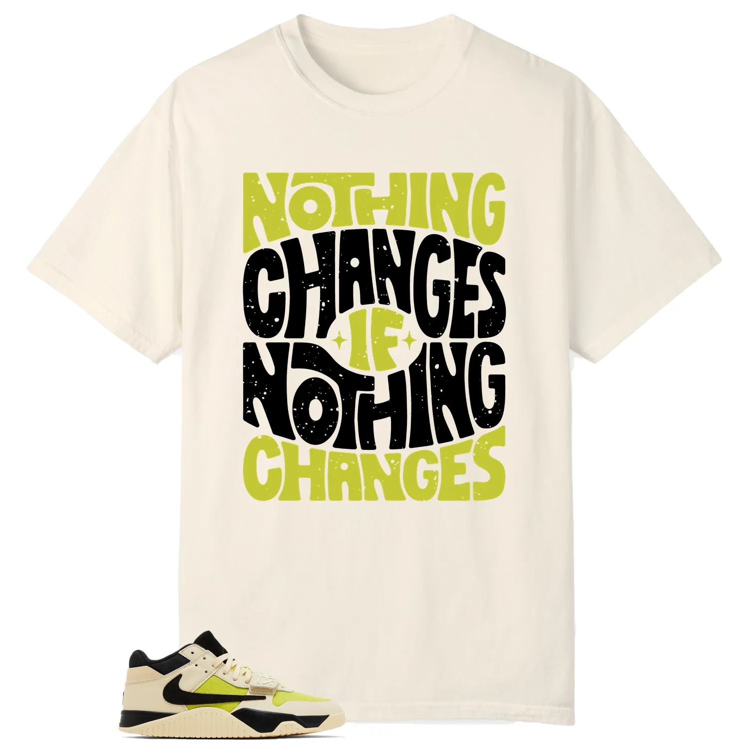 Jordan Jumpman x Travis Scott Bright Cactus Style: Nothing Changes Tee FZ8117-102 T-Shirt, Sneaker Match Tee