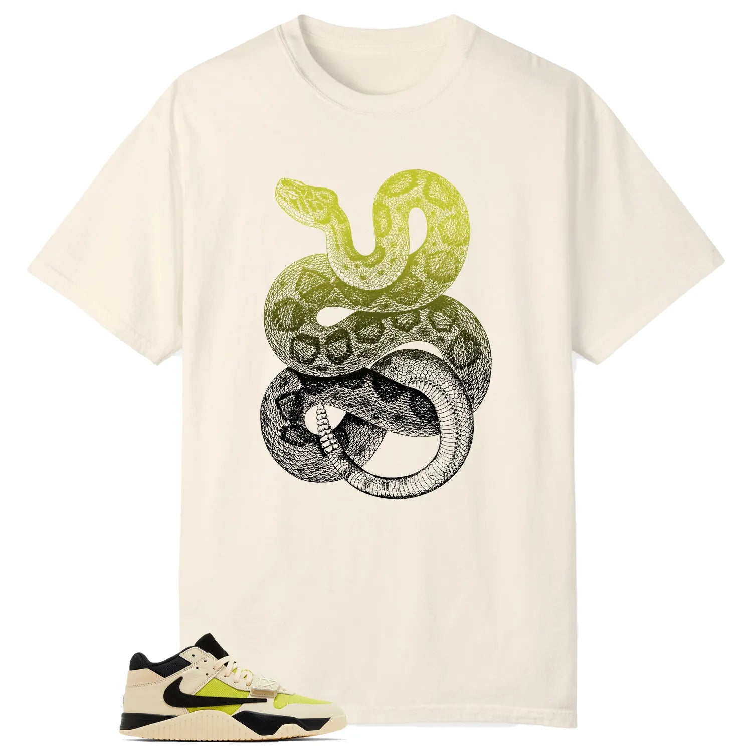 Python Snake Shirt for Jordan Jumpman x Travis Scott Bright Cactus Sneaker FZ8117-102 T-Shirt, Sneaker Match Tee