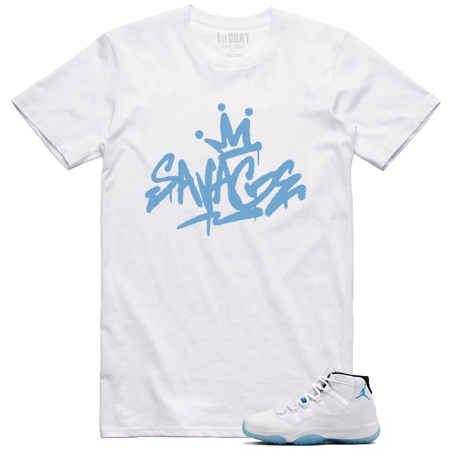 Jordan 11 Legend Blue Shirt to Match Savage Graffiti Design CT8012-104 Match Sneaker Tee
