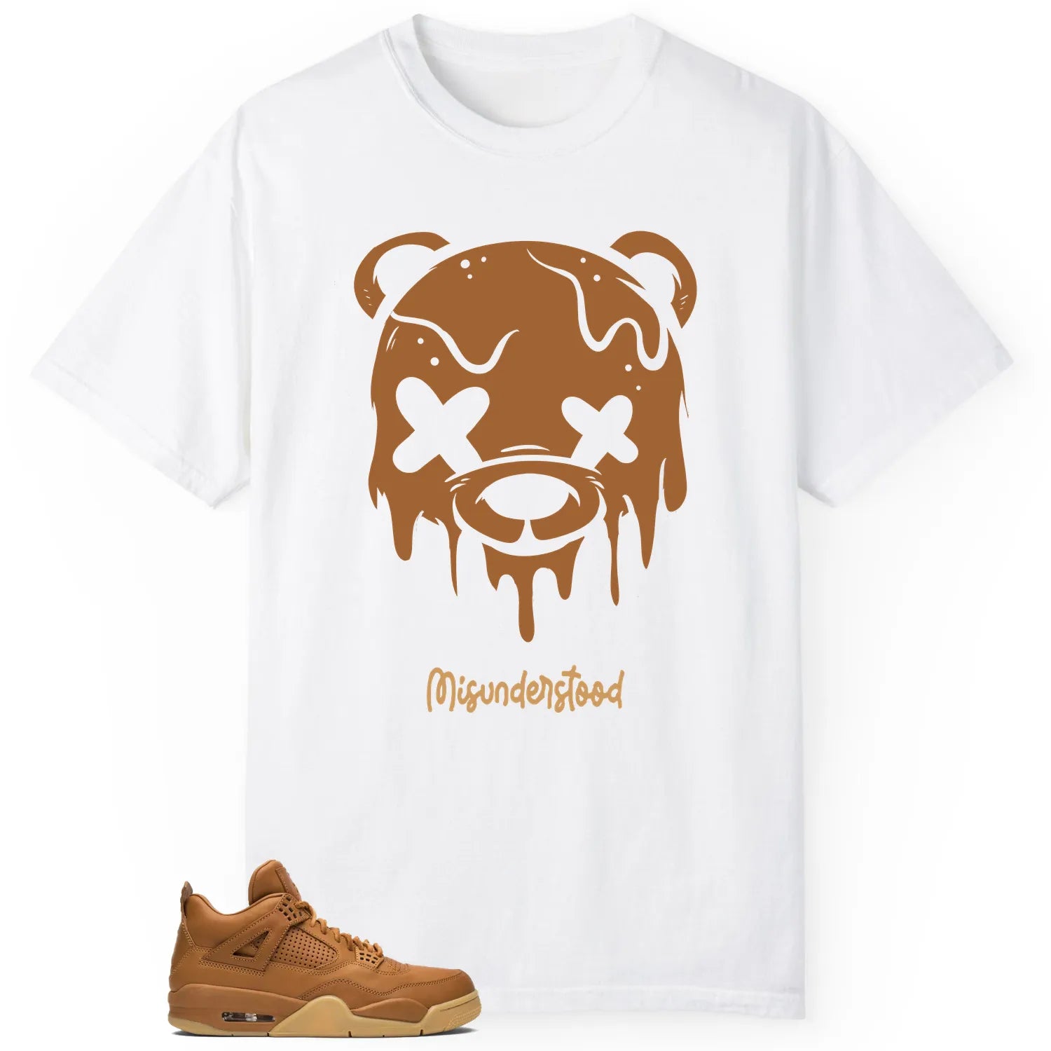 Jordan 4 Retro Ginger Wheat Matching Tee , Drippy Bear Graphic 819139-205 T-Shirt, Sneaker Match Tee