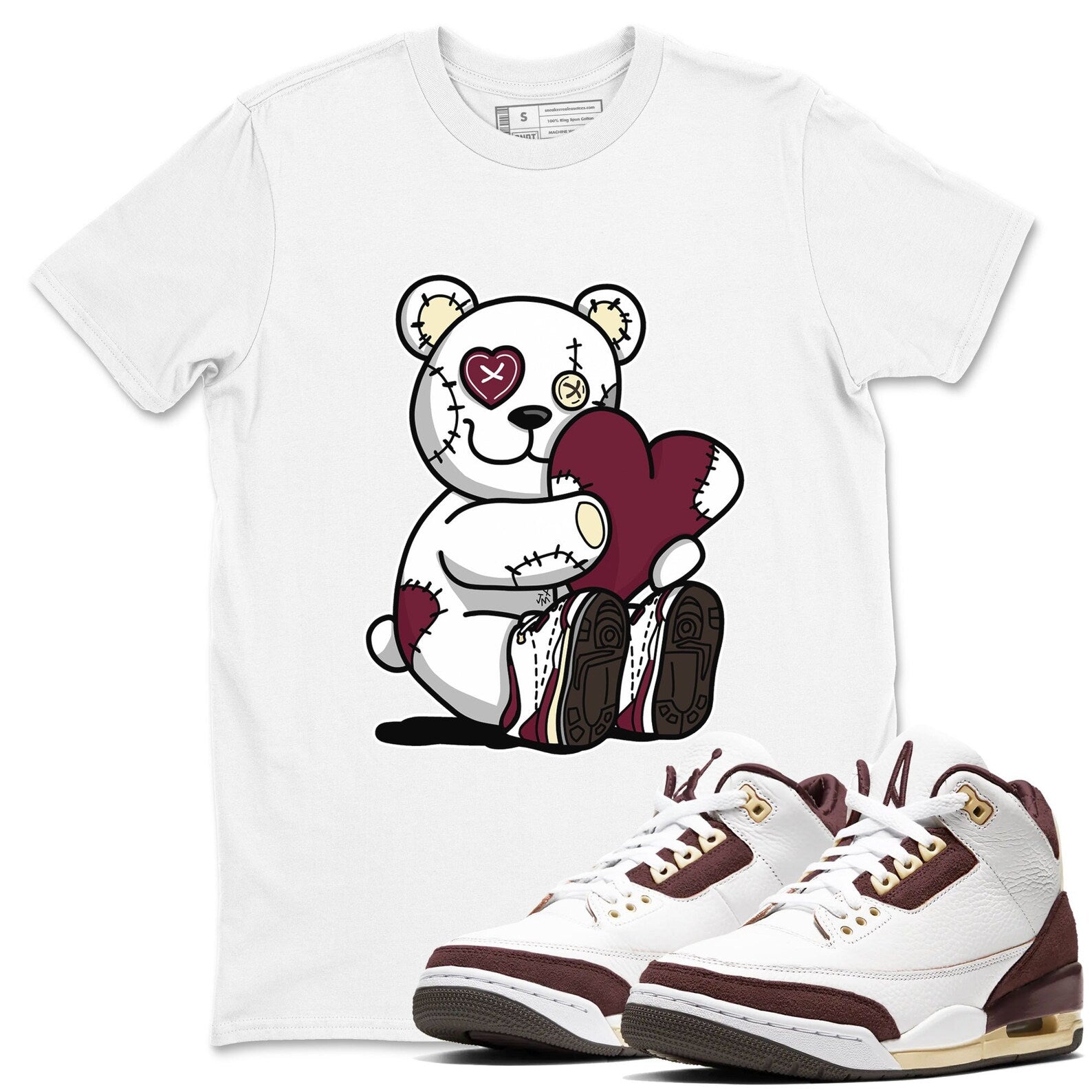 Hugging Bear - Sneaker Shirts To Match Jordans AJ3 Burgundy Crush, FZ4811-100 T-Shirt, Sneaker Match Tee