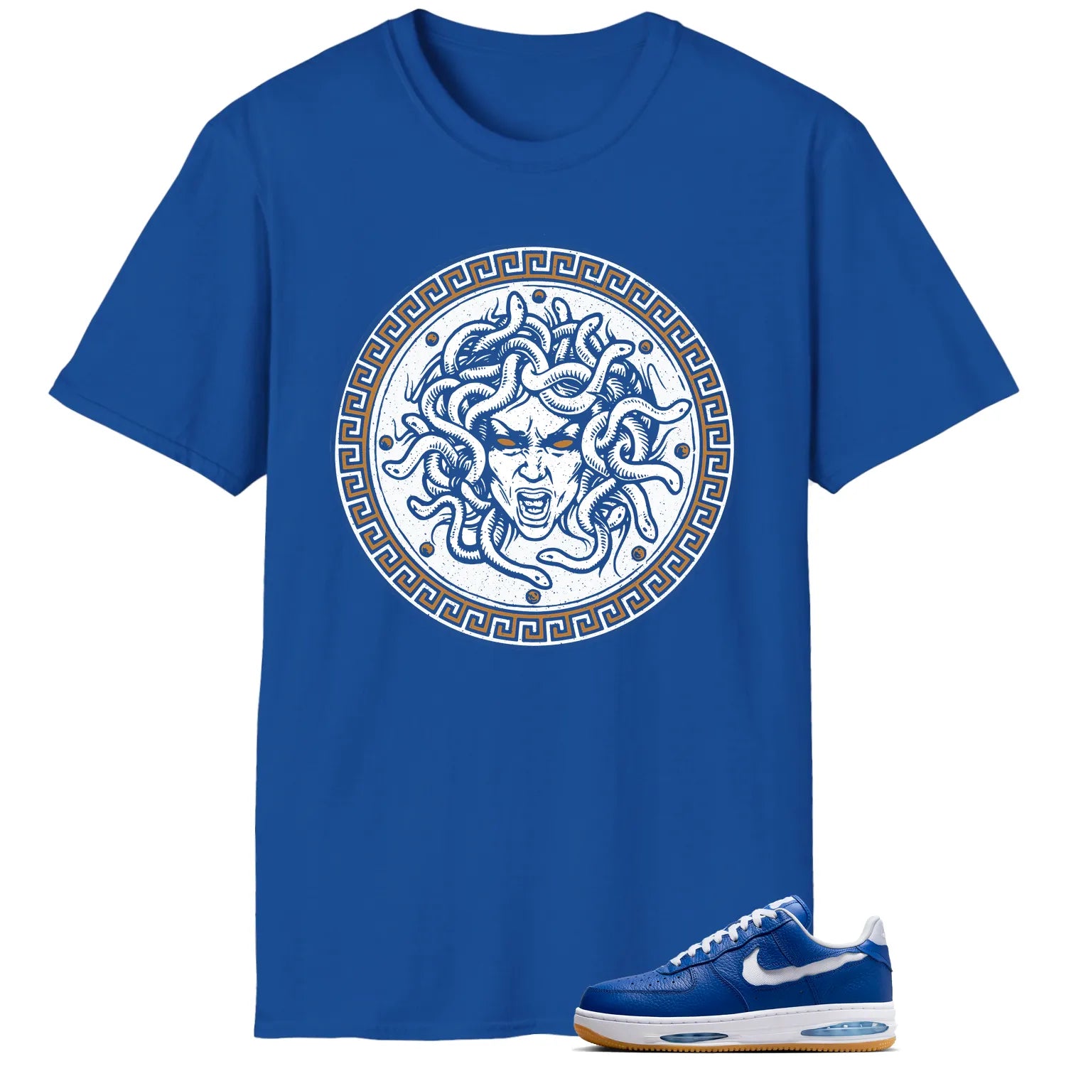 Medusa Tee for Air Force 1 Low Evo Team Royal Kicks HF3630-400 T-Shirt, Sneaker Match Tee