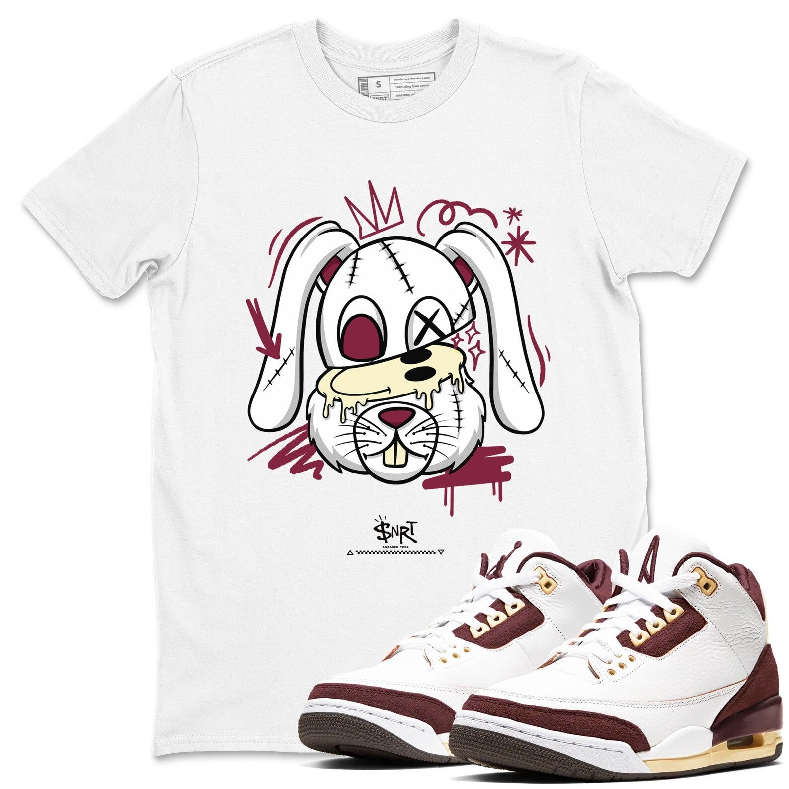 Crazy Bunny - Sneaker Shirts To Match Jordans 3s A Ma Maniere x Burgundy Crush, FZ4811-100 T-Shirt, Sneaker Match Tee