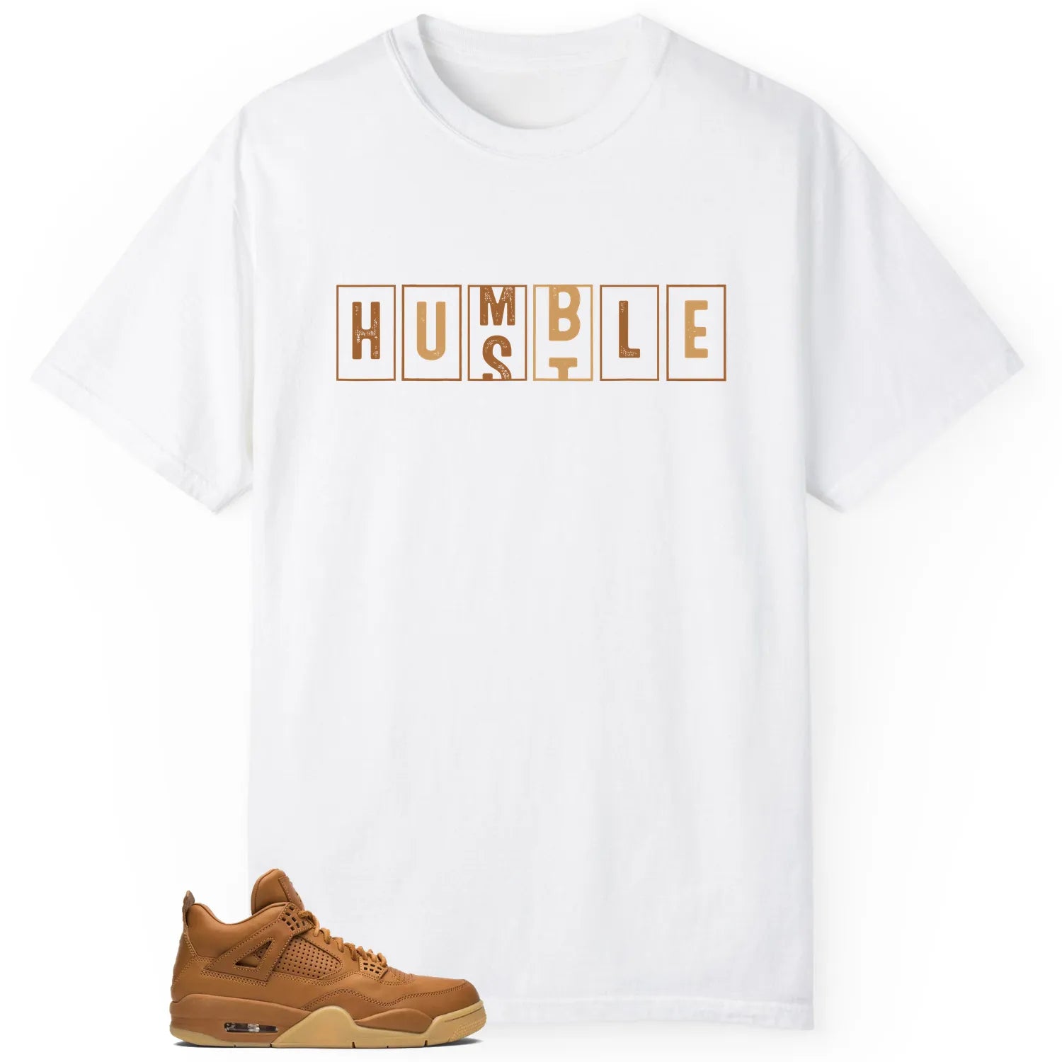 Jordan 4 Retro Ginger Wheat , Hustle Humble T-Shirt 819139-205 T-Shirt, Sneaker Match Tee