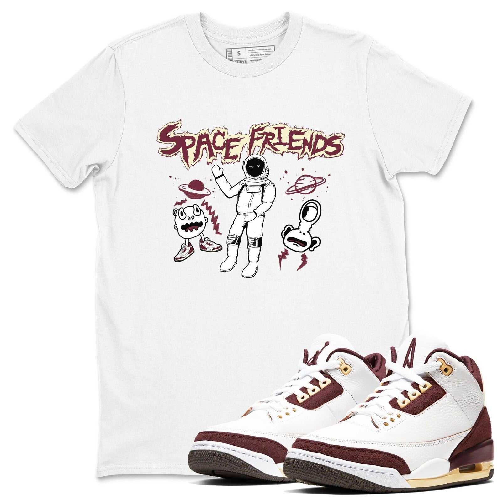 Space Friends Unisex Shirts To Match Jordans 3s A Ma Maniere x Burgundy Crush, FZ4811-100 T-Shirt, Sneaker Match Tee