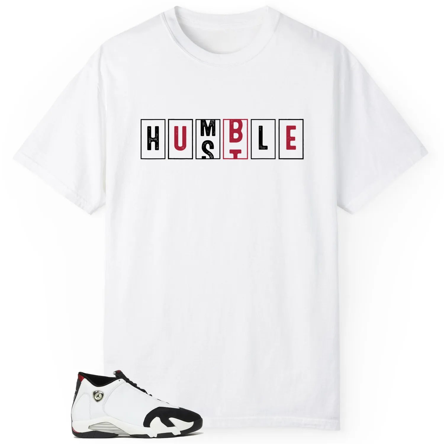 Air Jordan 14 Black Toe 2024 , Hustle Humble T-Shirt 487471-160 T-Shirt, Sneaker Match Tee