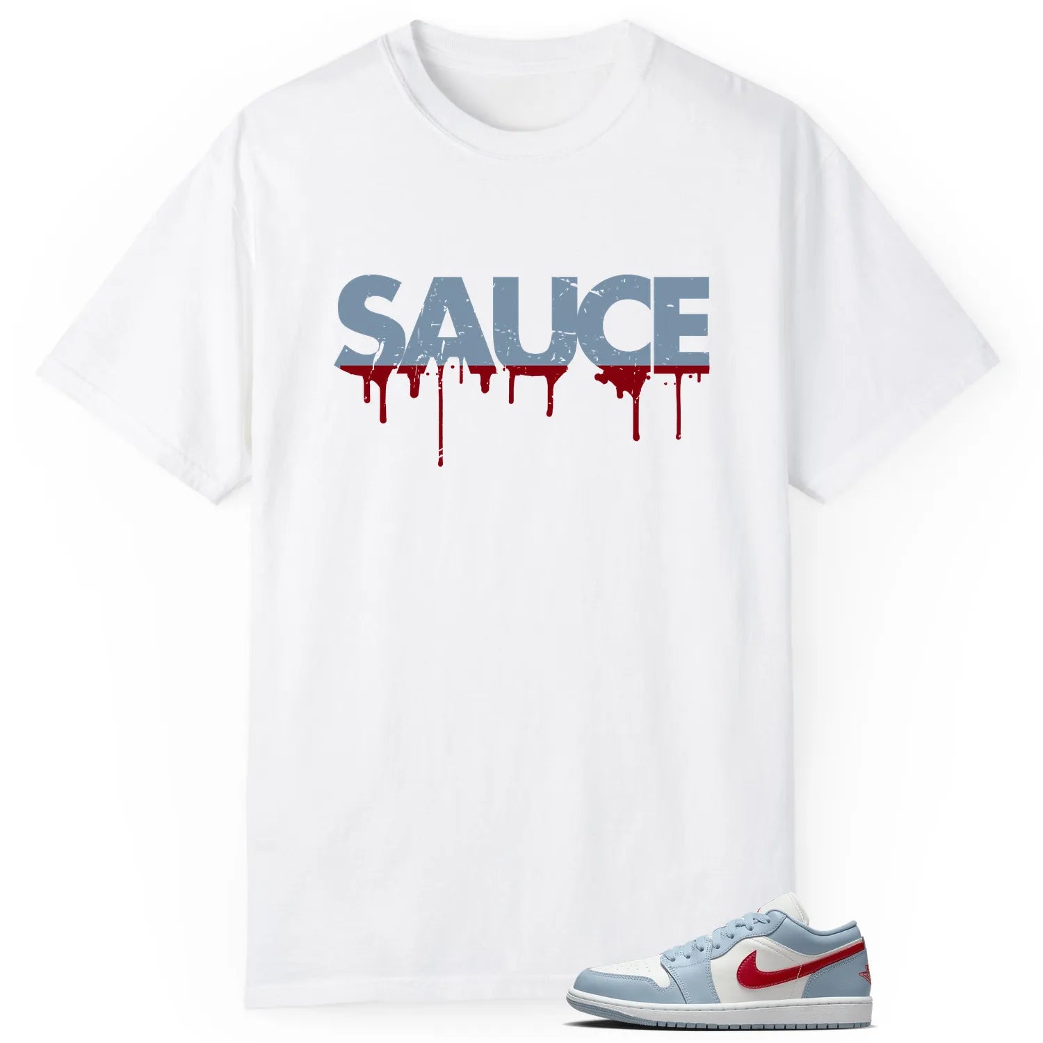 Sauce Tee to Match Your Jordan 1 Low Blue Whisper Dune Red DC0774-164 T-Shirt, Sneaker Match Tee