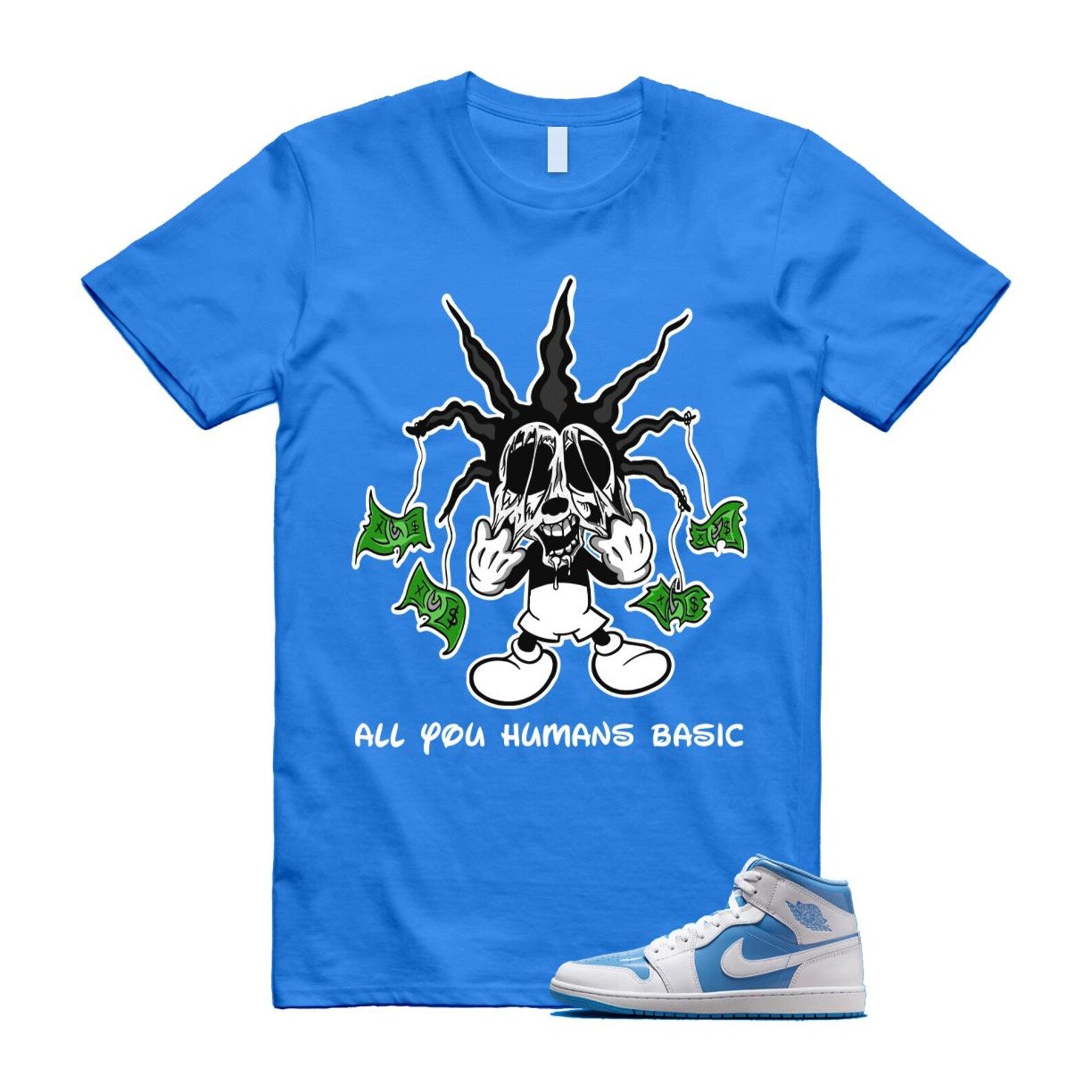 1 Legend Blue White Mid T Shirt Match HOOK FZ2142-114 T-Shirt, Sneaker Match Tee