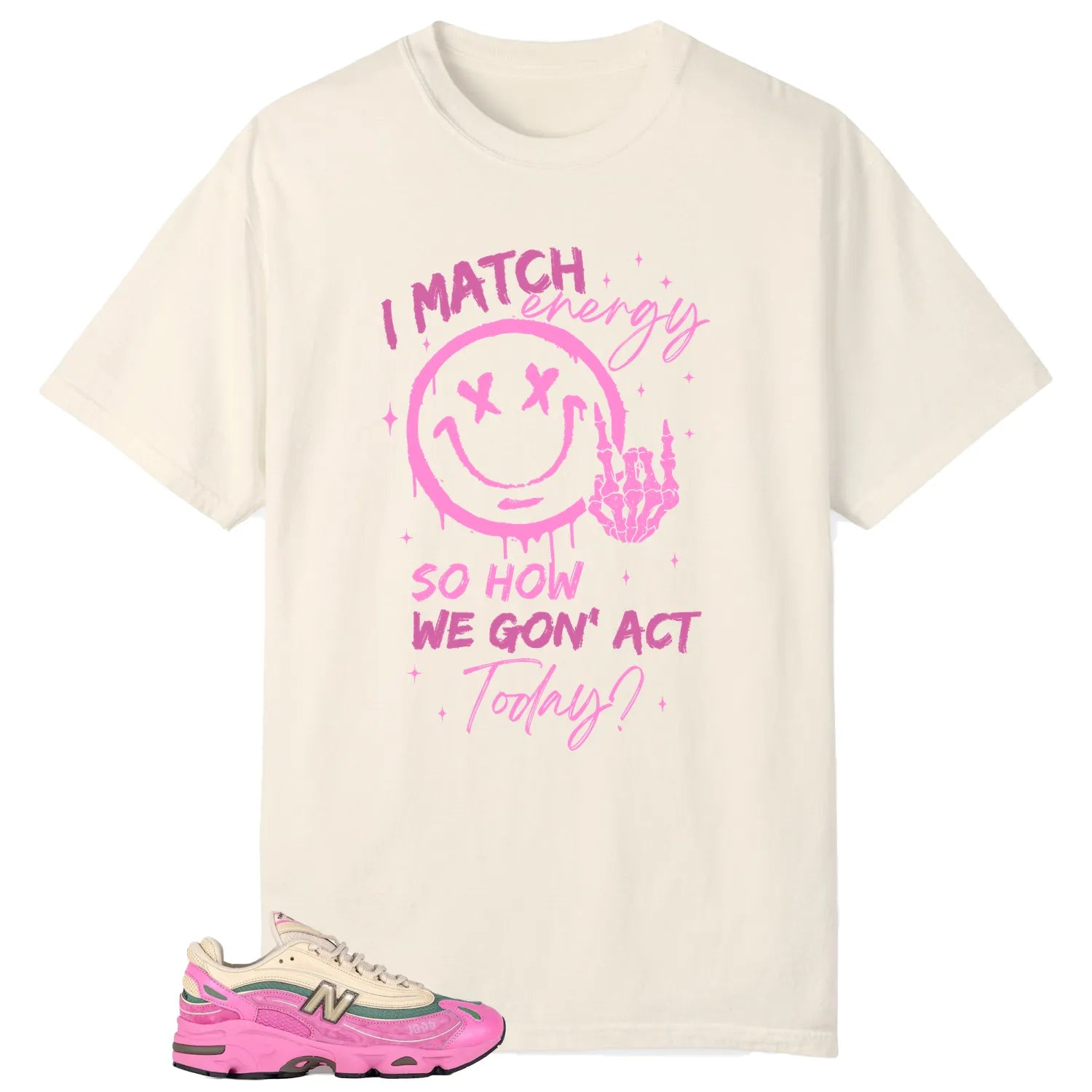New Balance 1000 Tan Pink Matching Tee Shirt , Match Energy M1000MC T-Shirt, Sneaker Match Tee