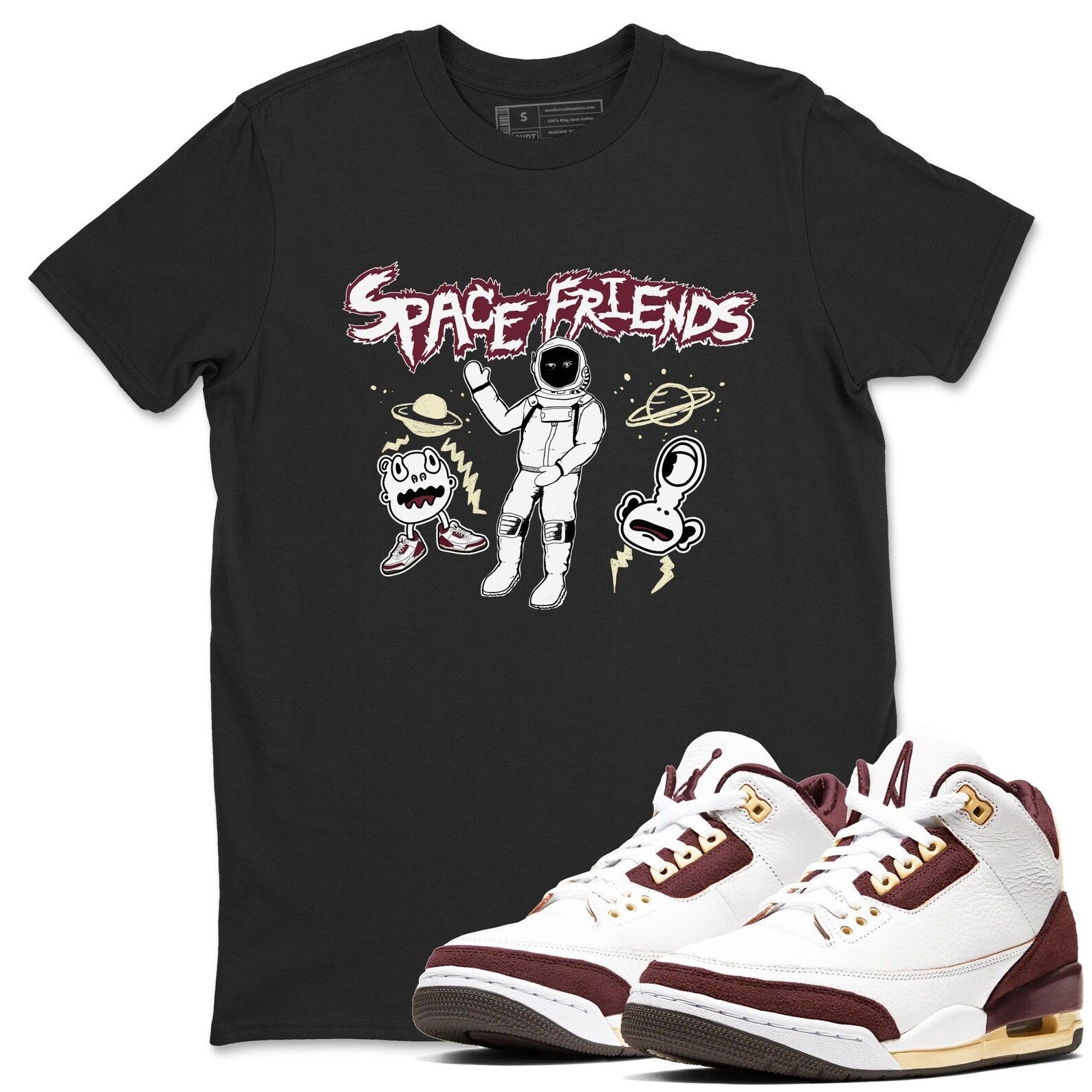 Space Friends Unisex Shirts To Match Jordans 3s A Ma Maniere x Burgundy Crush, FZ4811-100 T-Shirt, Sneaker Match Tee