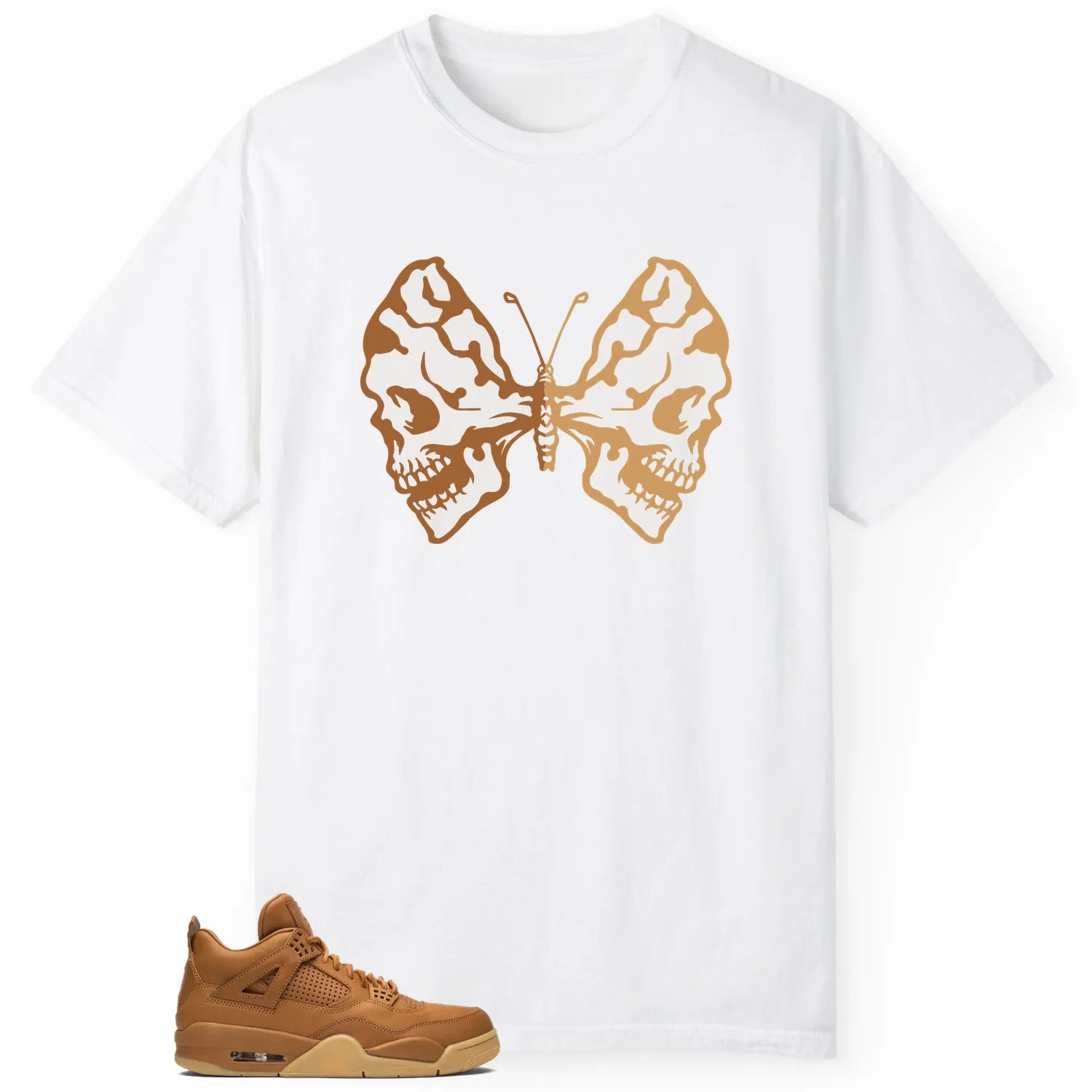 Butterfly Skulls Shirt for Jordan 4 Retro Ginger Wheat Fans 819139-205 T-Shirt, Sneaker Match Tee