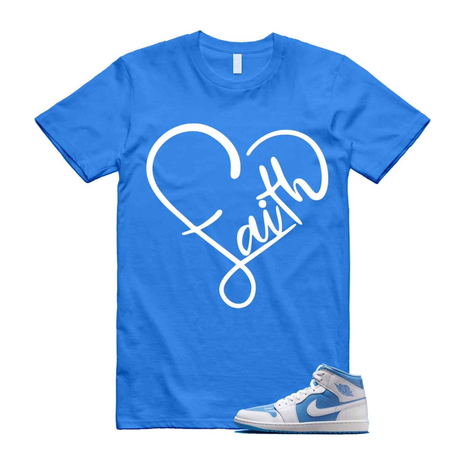 1 Legend Blue White Mid T Shirt Match FAITH FZ2142-114 T-Shirt, Sneaker Match Tee